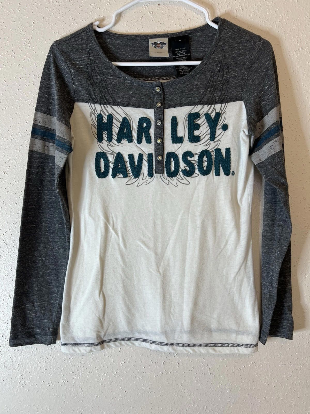 Harley Davidson Harley Davidson Gray & Beige Embellished Long sleeve S Size S / US 4 / IT 40 - 1 Thumbnail