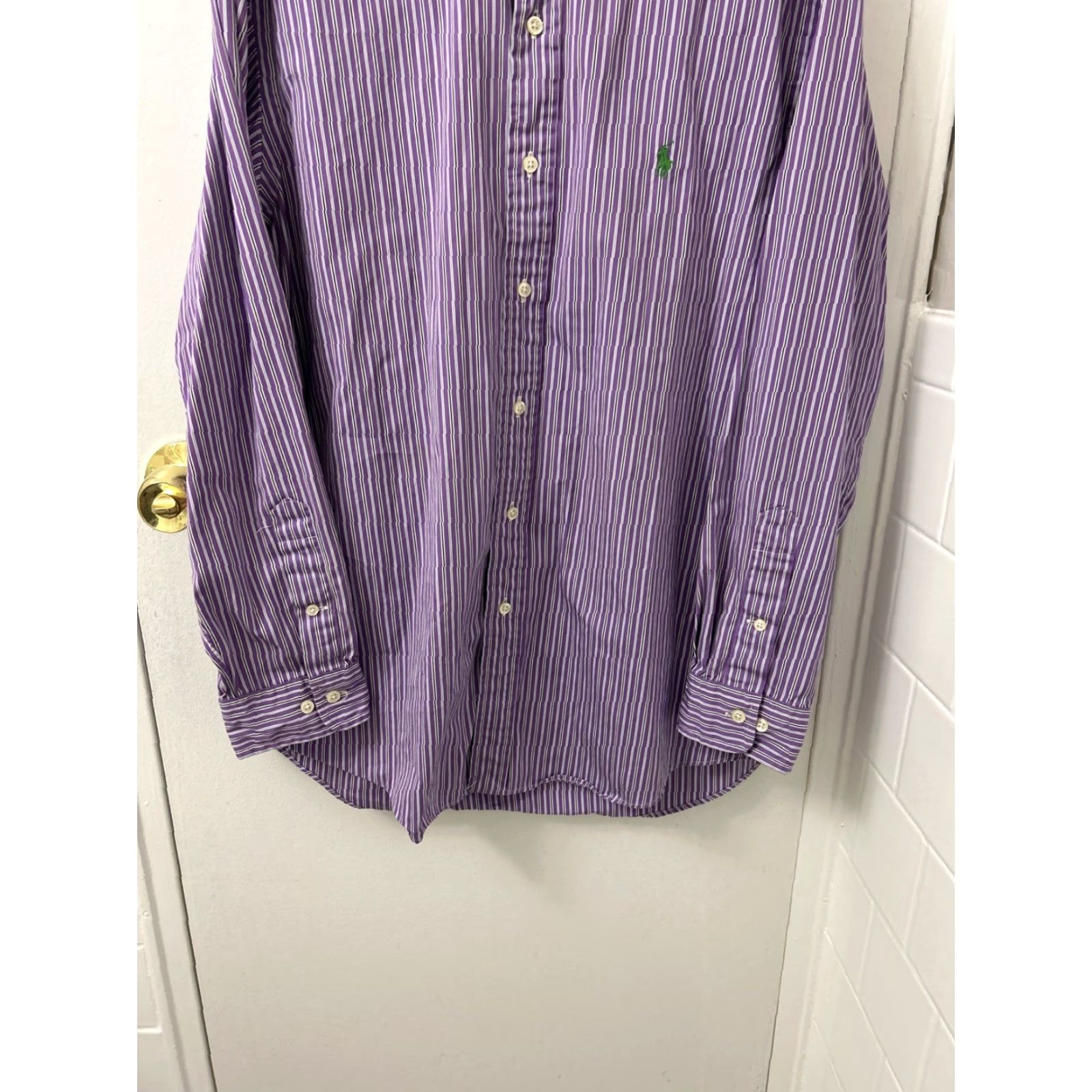 Polo Ralph Lauren VINTAGE Polo Ralph Lauren Shirt Mens 16 32/33 Purple Striped Custom Fit Button-Up L/S Mens Size US L / EU 52-54 / 3 - 3 Thumbnail