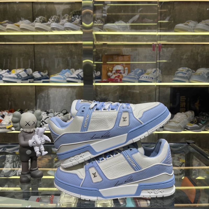 Louis Vuitton Louis Vuitton Blue Leather Low-Top Trainer Sneakers -2508 Size US 8 / EU 41 - 7 Thumbnail