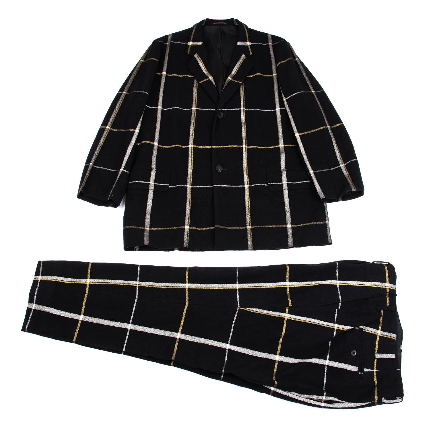 Yohji Yamamoto Yohji Yamamoto Fleece Wool Check Jacket Dark Navy Size US L / EU 52-54 / 3 - 15 Thumbnail