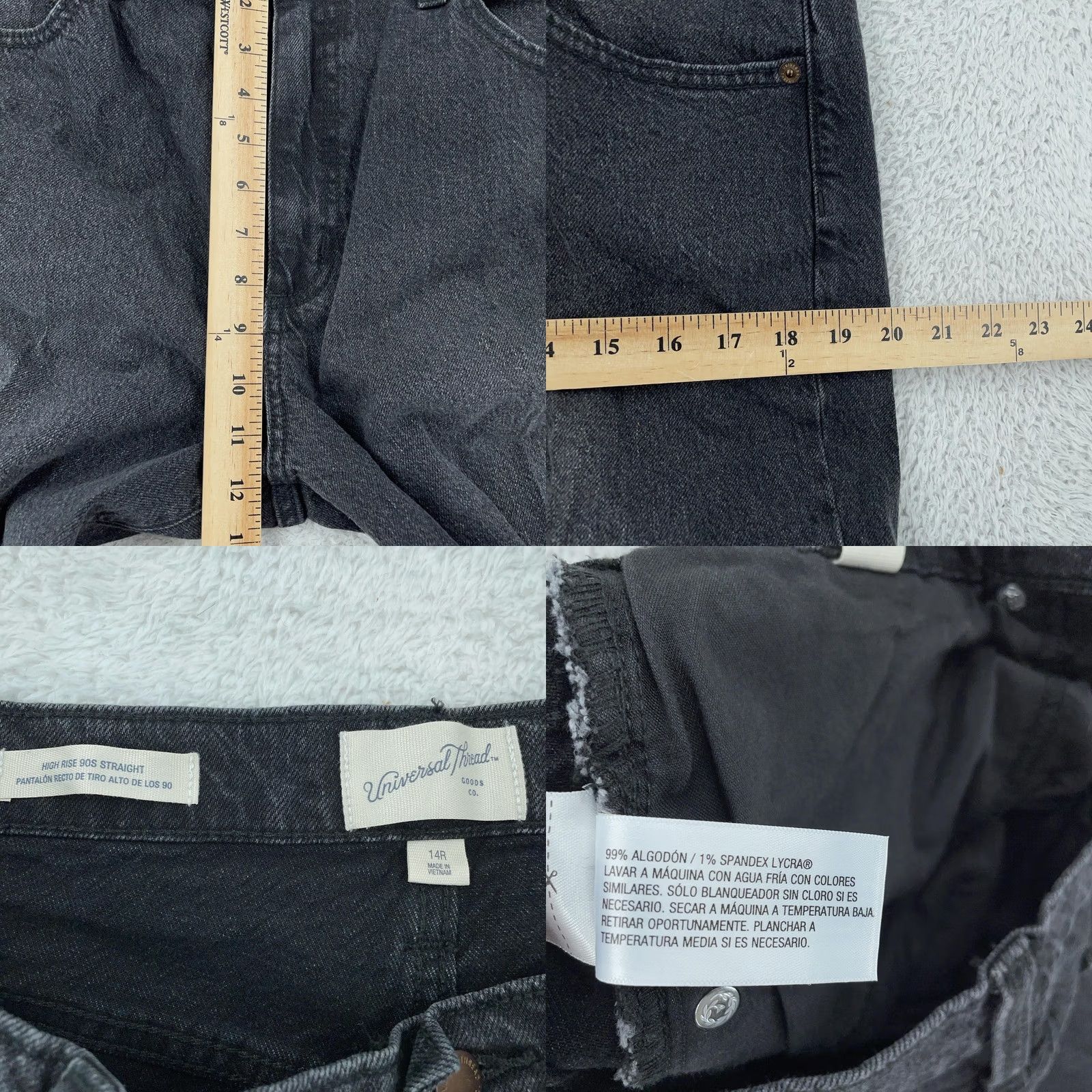 Vintage VINTAGE Universal Thread High Rise 90s Straight Jeans Womens 14R Washed Black 36x31 Mens Womens Size 36" / US 14 / IT 50 - 8 Thumbnail