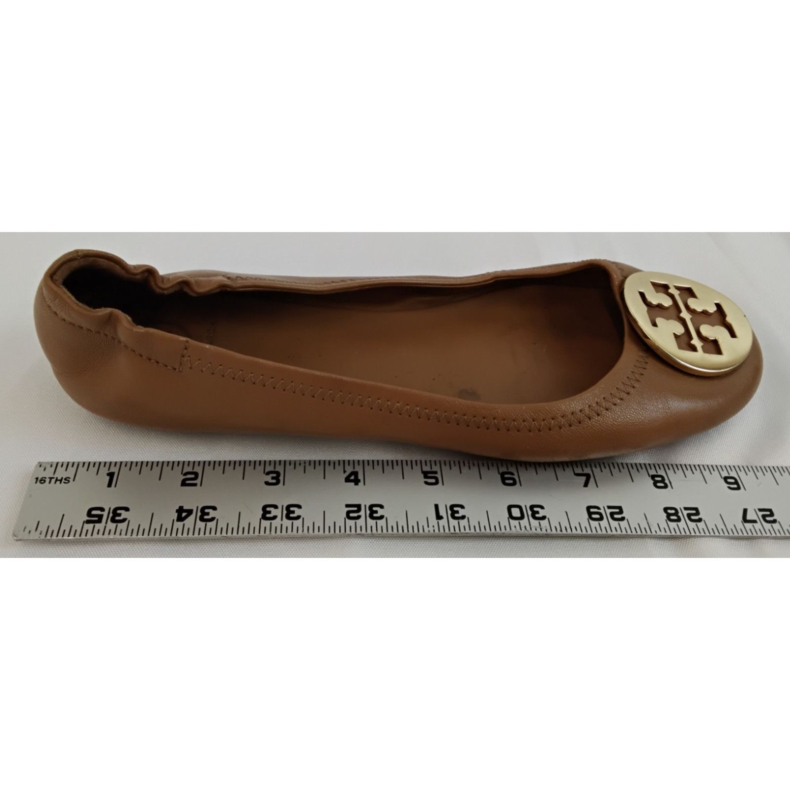 Tory Burch Tory Burch Reva Ballet Flats Women's 7 Brown Leather w/ Gold Size US 7 / IT 37 - 11 Thumbnail
