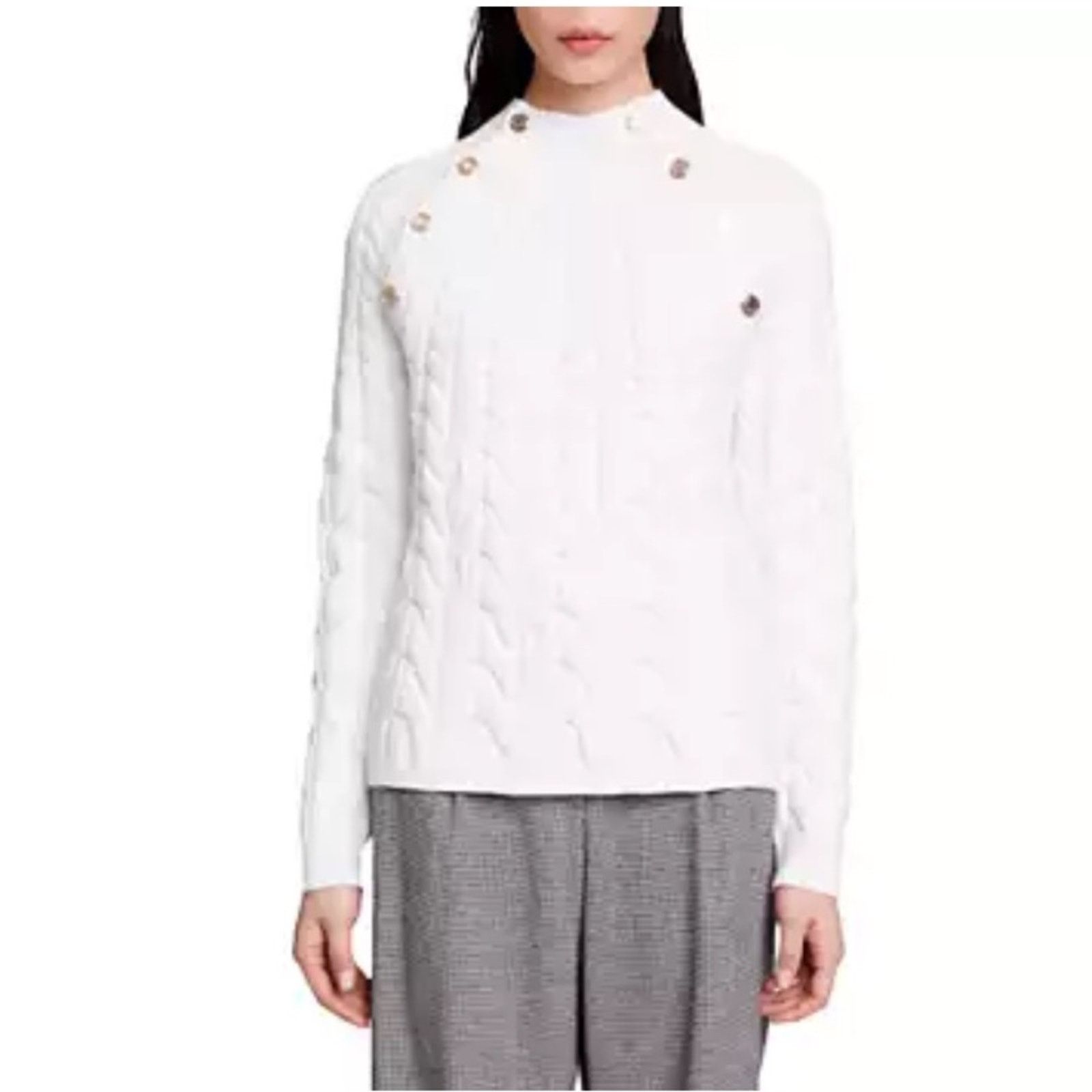 Maje RTR Maje Marnety Button Cable Knit Long Sleeve Sweater Size S / US 4 / IT 40 - 16 Thumbnail