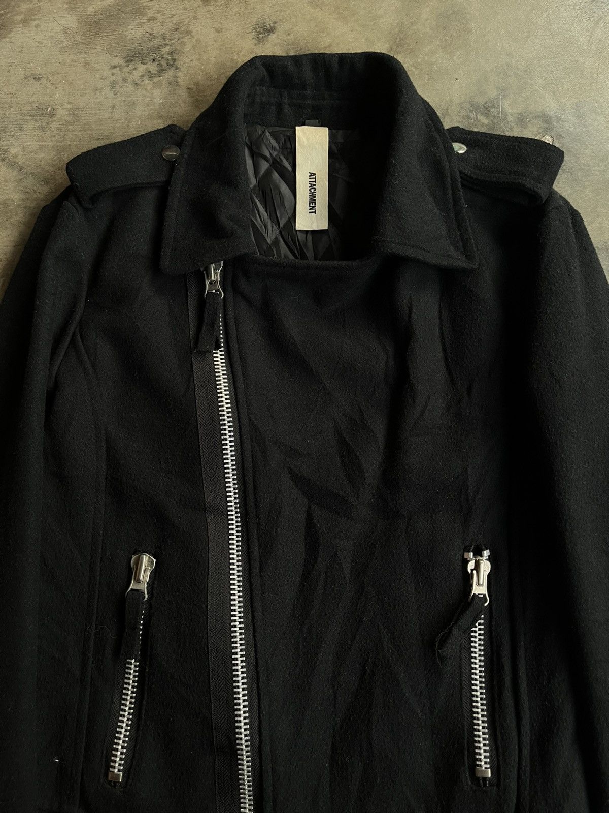 14th Addiction 2000s ATTACHMENT JAPANESE WOOL JACKET BIKERS RAMONES ZIPPER Size US M / EU 48-50 / 2 - 5 Thumbnail