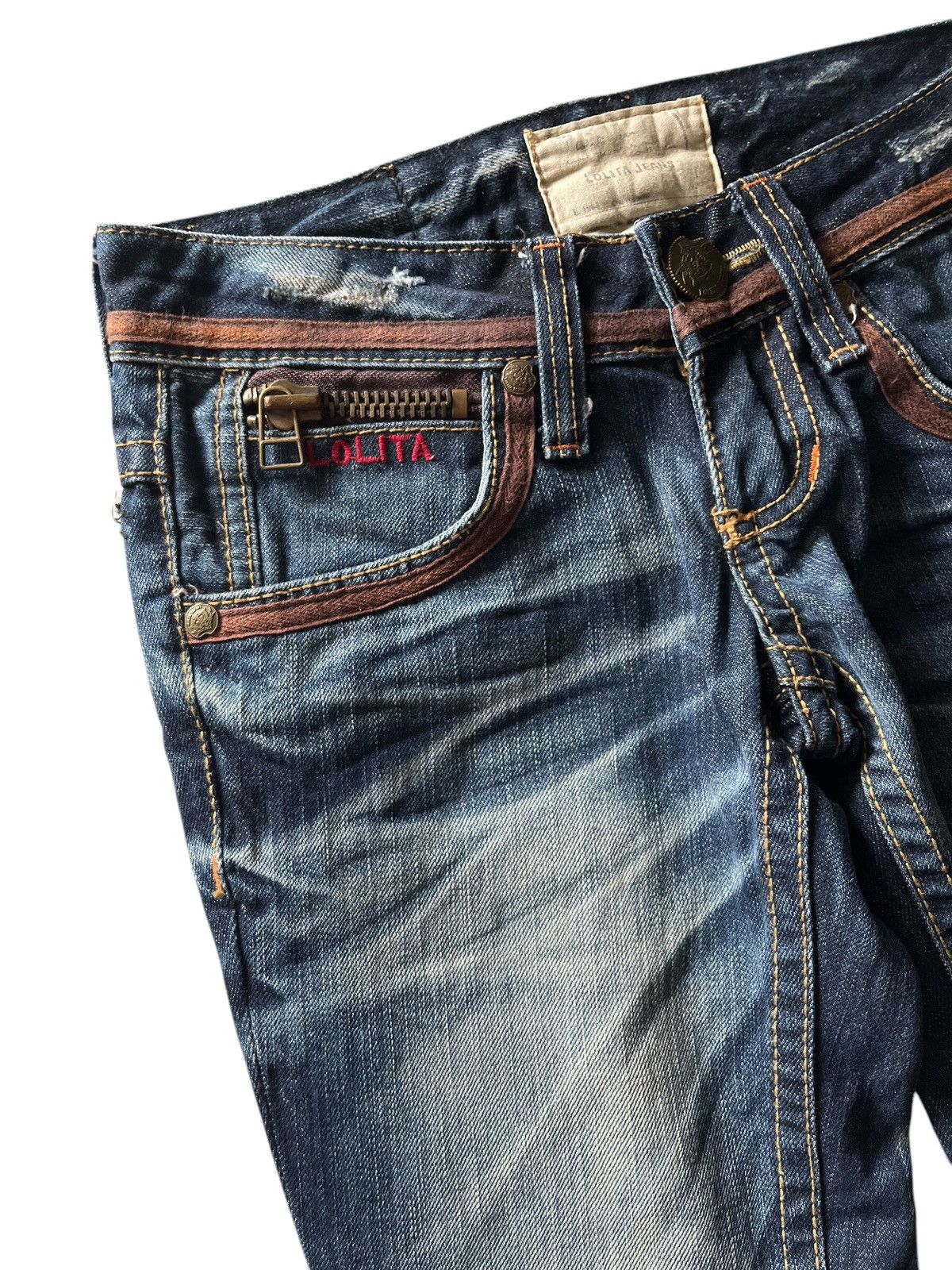 If Six Was Nine Lolita Whisker Wash Flared Jeans Size US 29 - 6 Thumbnail