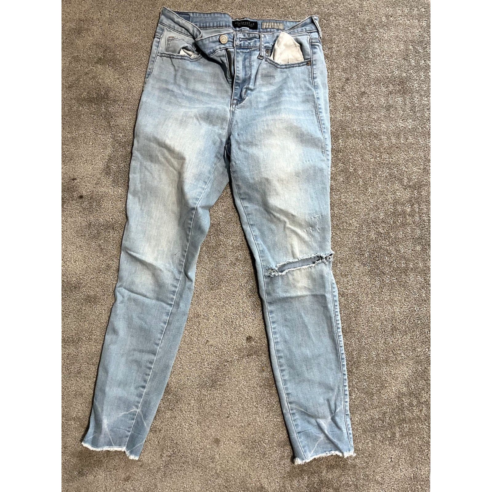 Vintage Womens Aéropostale High Waisted Distressed Ankle Jeans, Size 8, Blue, Raw Hem Size 30" / US 8 / IT 44 - 3 Thumbnail