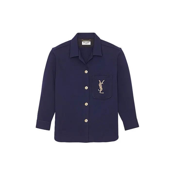 Saint Laurent Paris Saint Laurent Monogram Wool Embroidered Shirt -2507 Size XS / US 0-2 / IT 36-38 - 1 Thumbnail