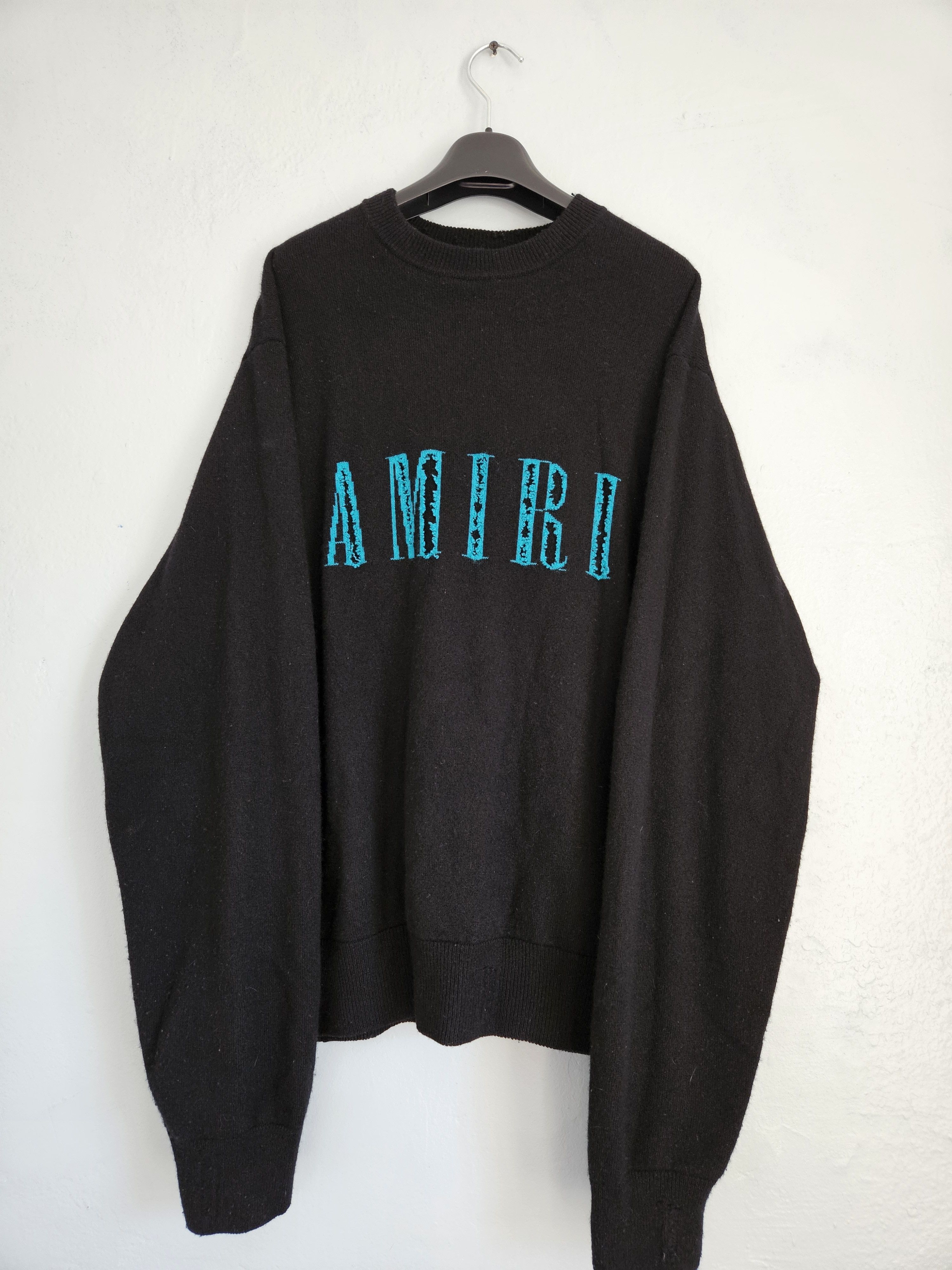 Amiri Cashmere Black Blue Core Logo Knit Crewneck Sweater Size US L / EU 52-54 / 3 - 1 Thumbnail