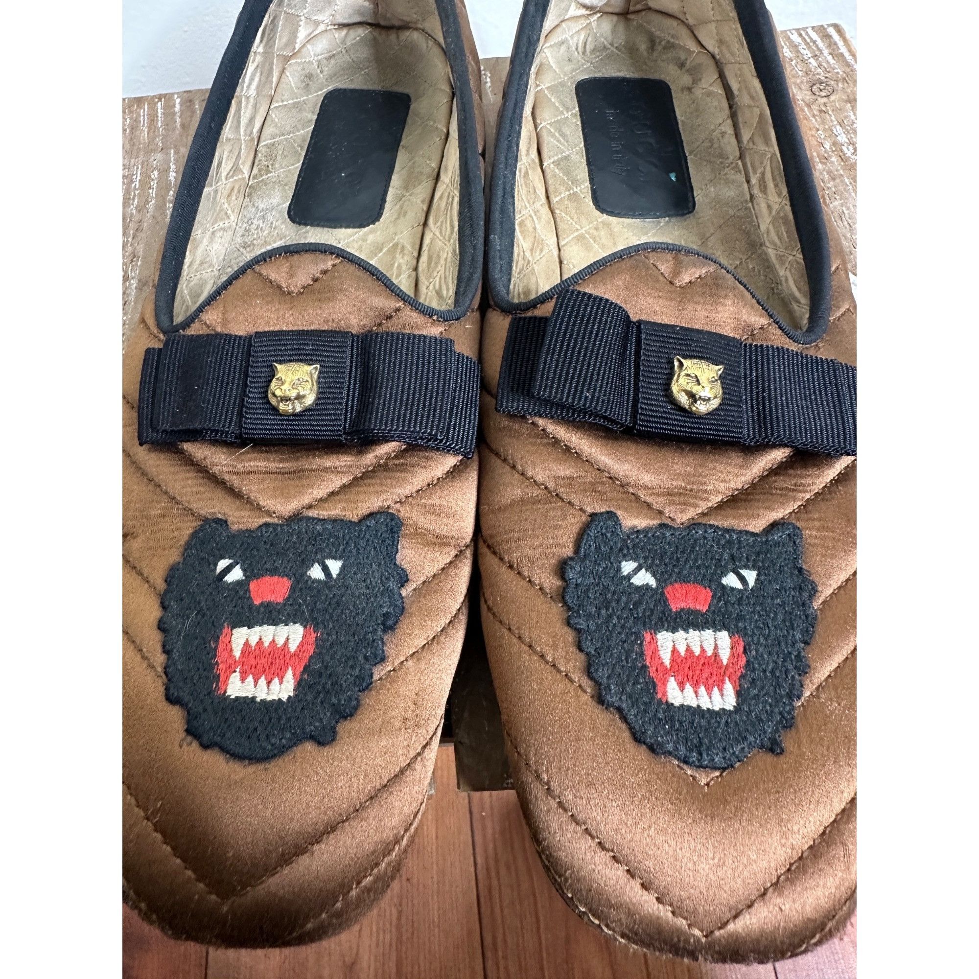 Gucci Gucci Silk Panther Embroidered Mens Quilted Slippers Size US 11 / EU 44 - 9 Thumbnail