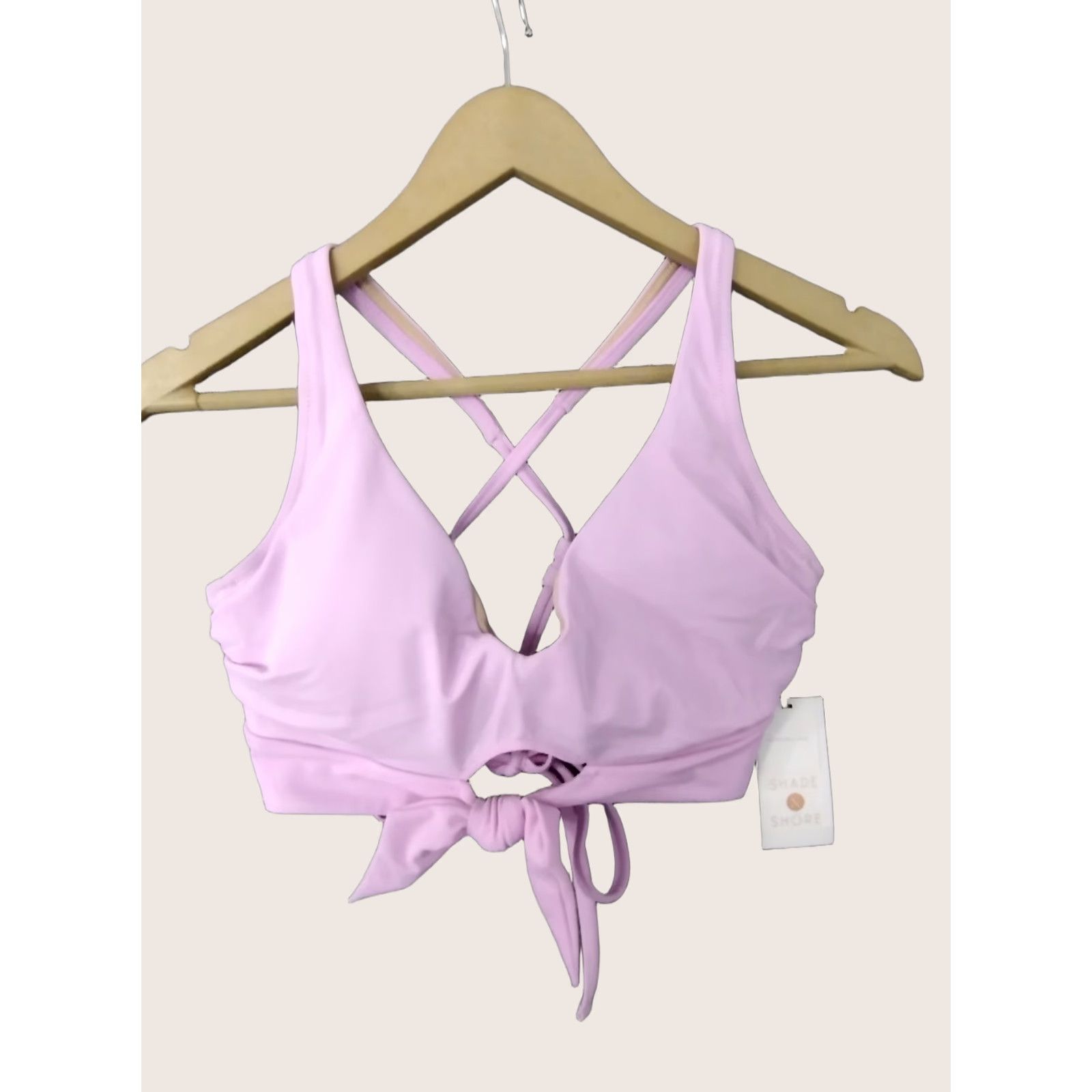 Vintage Shade & Shore Purple Front Tie Spaghetti Bikini Swim Top Padded Size 34C Size XXS / US 00 / IT 34 - 1 Thumbnail