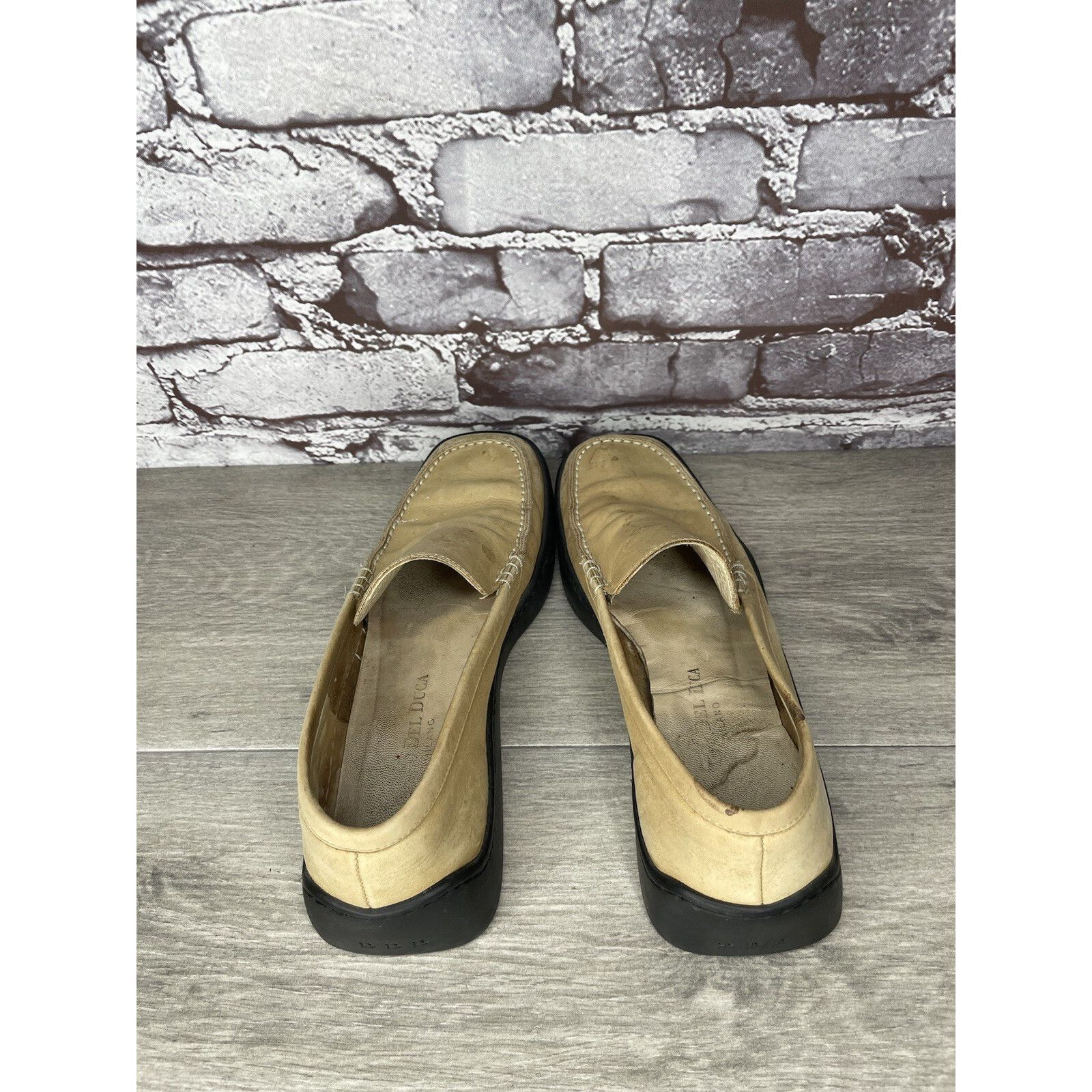 Other Duccio Del Duca Tan Leather Square Toe Wedge Designer Loafer Size US 8.5 / IT 38.5 - 9 Thumbnail