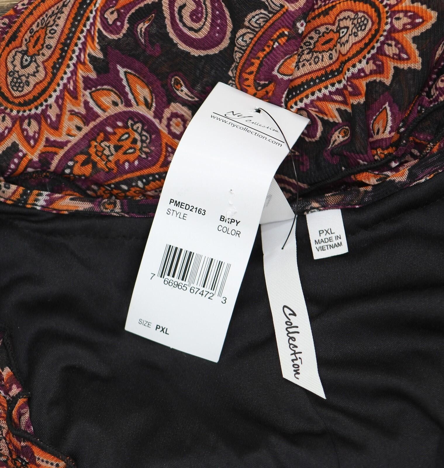 Other Nwt Ny Collection Mesh Maxi Dress Black Rust Paisley Pxl Size XL / US 12-14 / IT 48-50 - 4 Thumbnail