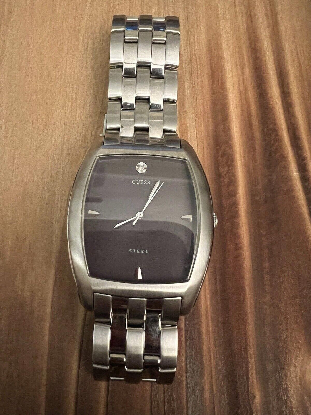 Guess Guess Steel Men’s Watch New Battery Dark Gray Dial Size ONE SIZE - 1 Thumbnail