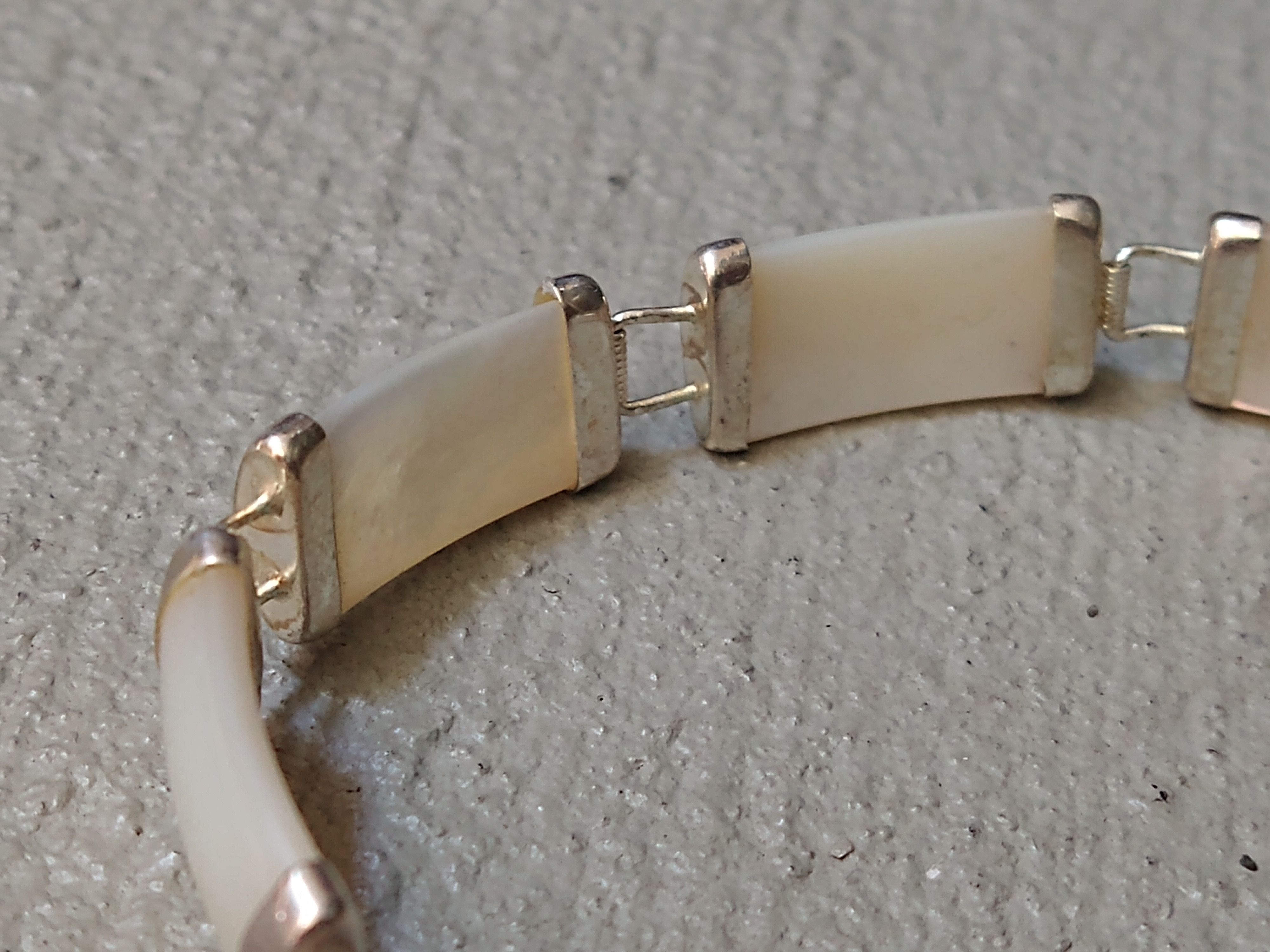 Jewelry Vintage Sterling Silver Tennis Bracelet Mother of Pearl MOP Size ONE SIZE - 4 Thumbnail