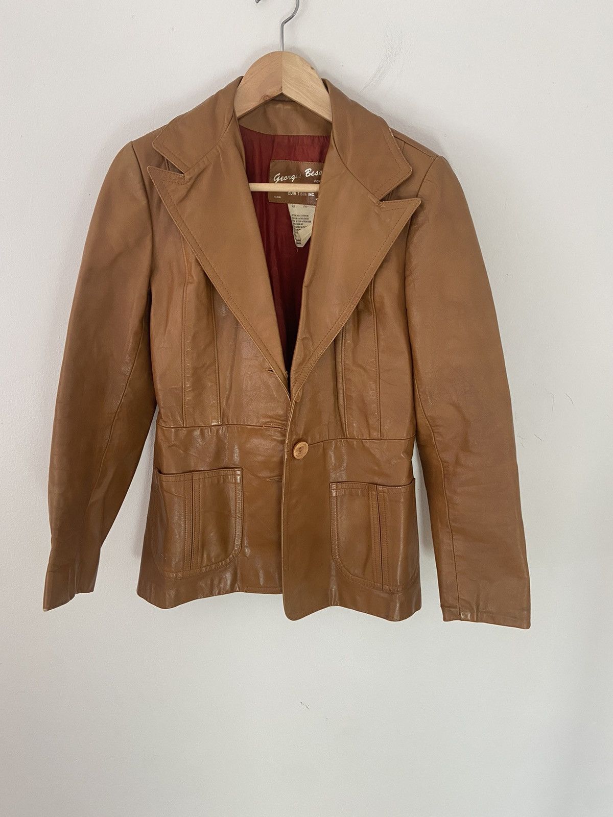 image of Vintage Vntg George’S Besson Leather Jacket Paris in Brown, Women's (Size Small)