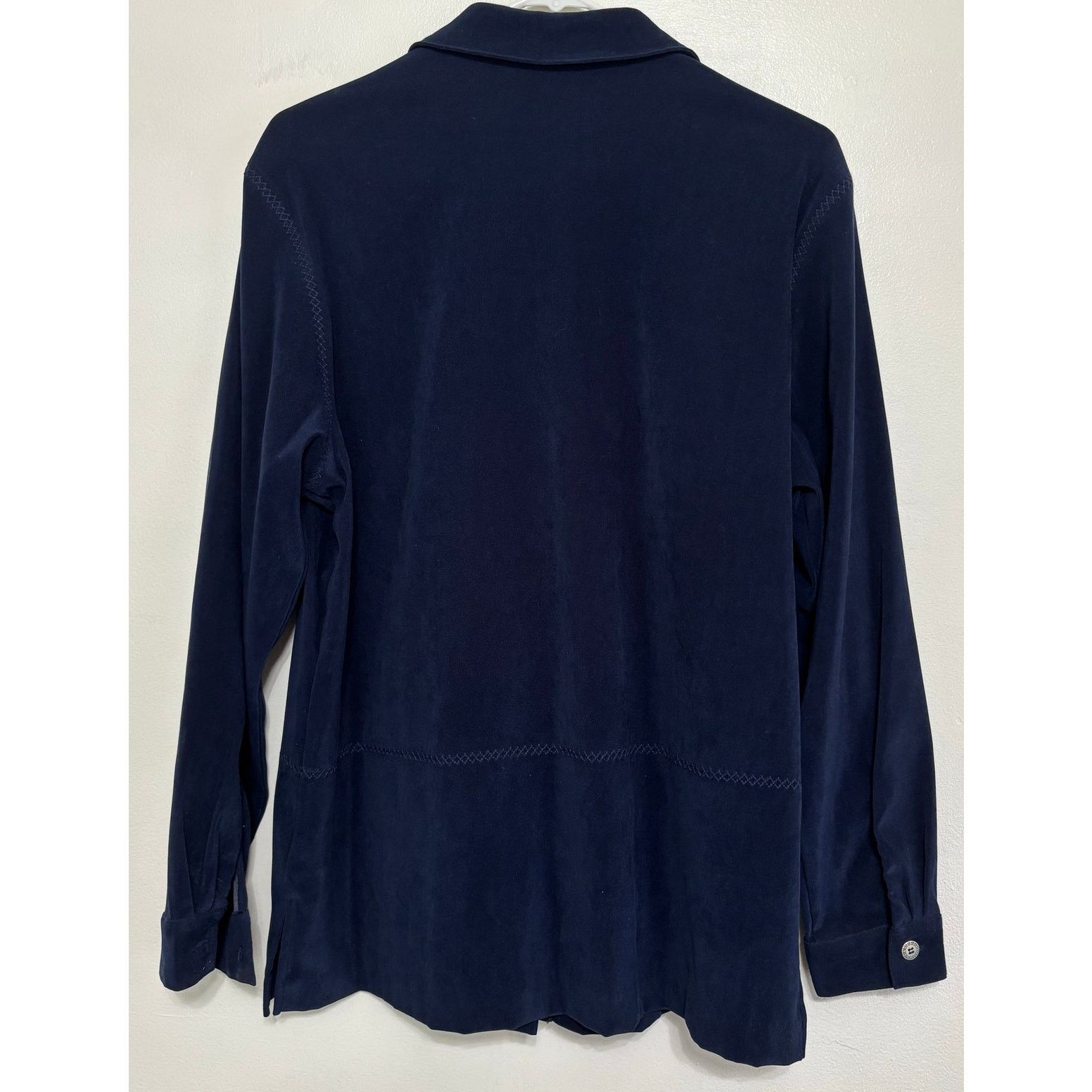 Other Alfred Dunner Navy Moleskin Button Shirt - Size 10 Size L / US 10 / IT 46 - 2 Thumbnail