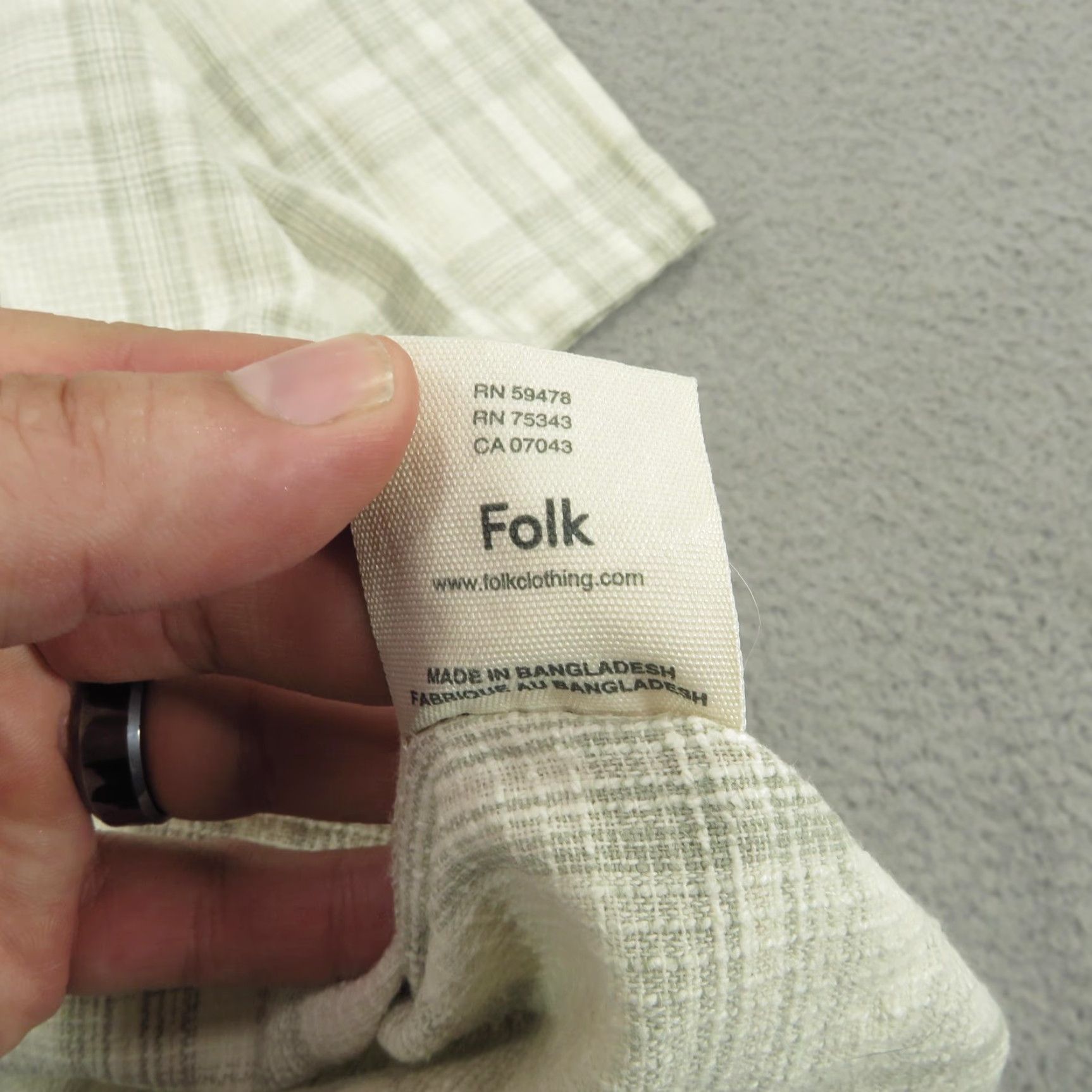 Folk Folk Shirt Mens Large Beige Raw Linen Blend Short Sleeve Button Up Plaid Check Size US L / EU 52-54 / 3 - 7 Thumbnail