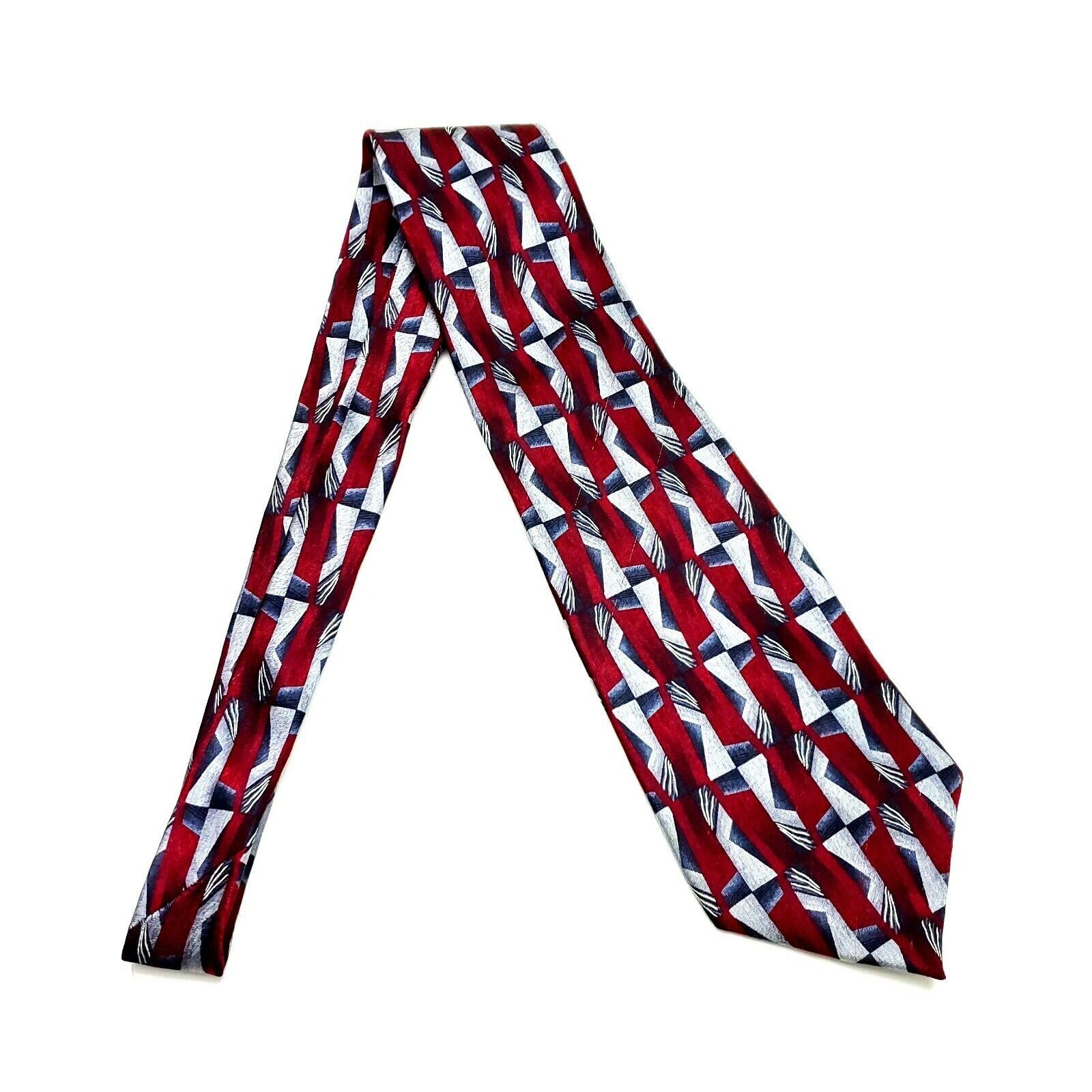 Pierre Cardin Pierre Cardin Silk Tie Print Red Geometric Wide Size ONE SIZE - 6 Thumbnail