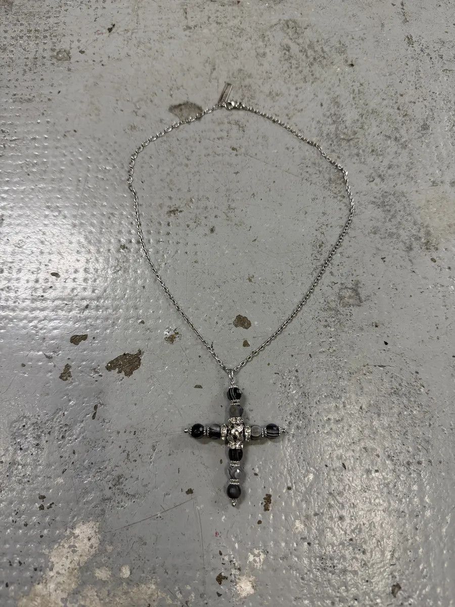 Dolce & Gabbana Cross Grey& Black Embellished Necklace