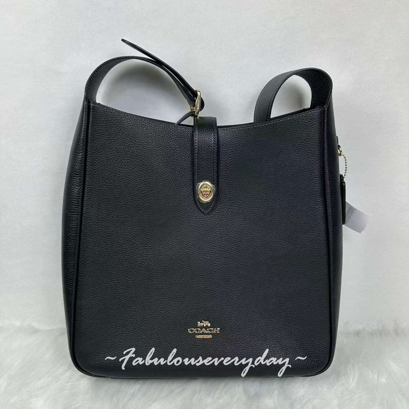Coach Coach Hadley Large Shoulder Bag Leather/Gold/Black CCD65 NWT Size ONE SIZE - 1 Thumbnail