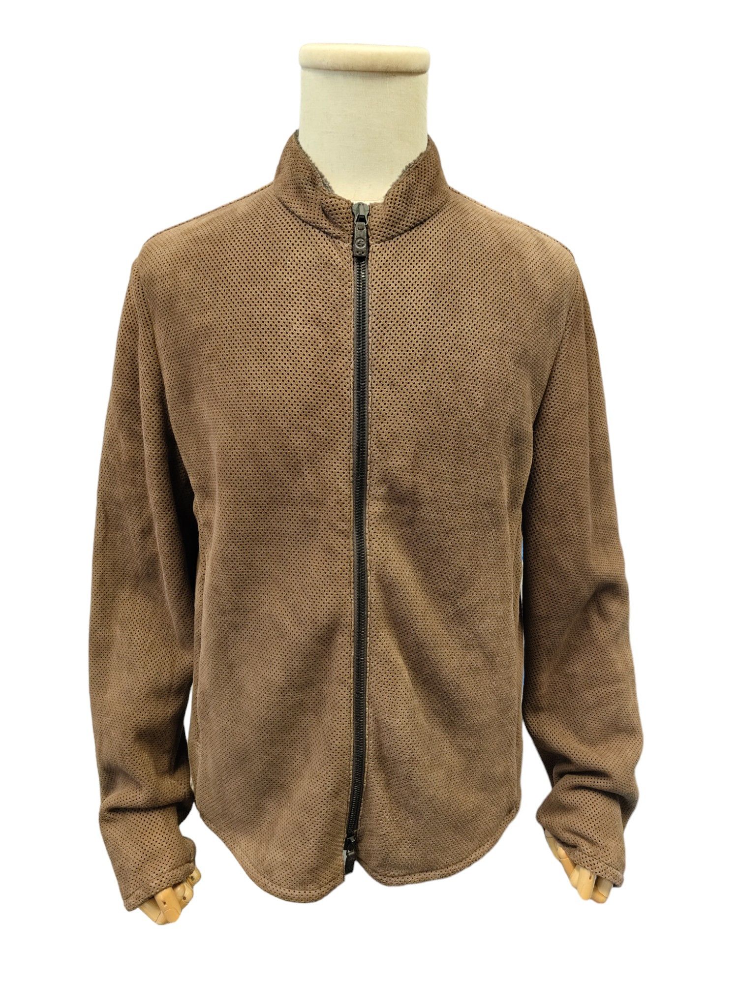 Giorgio Armani Brown Lamb Leather Zip Up Jacket Size US L / EU 52-54 / 3 - 3 Thumbnail