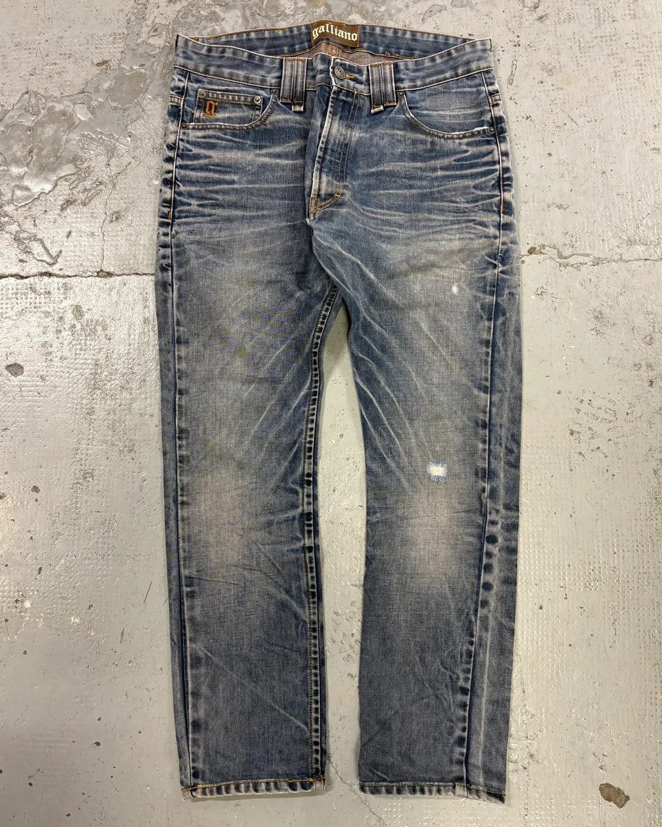 John Galliano AW2011 Galliano Blue Denim Distressed Jeans Size US 31 - 1 Thumbnail