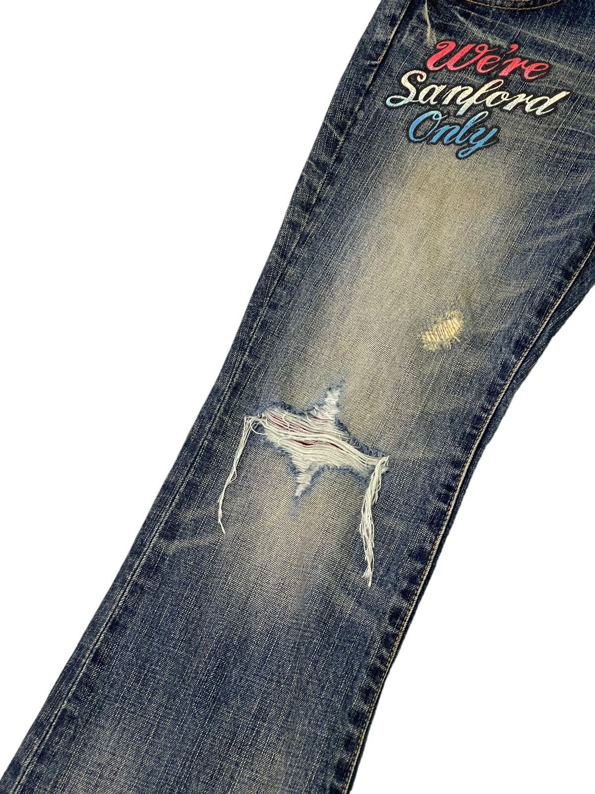 Japanese Brand Flare Jeans Sanford Distress Low Rise Boot Cut 8🟦1 Size US 30 / EU 46 - 6 Thumbnail