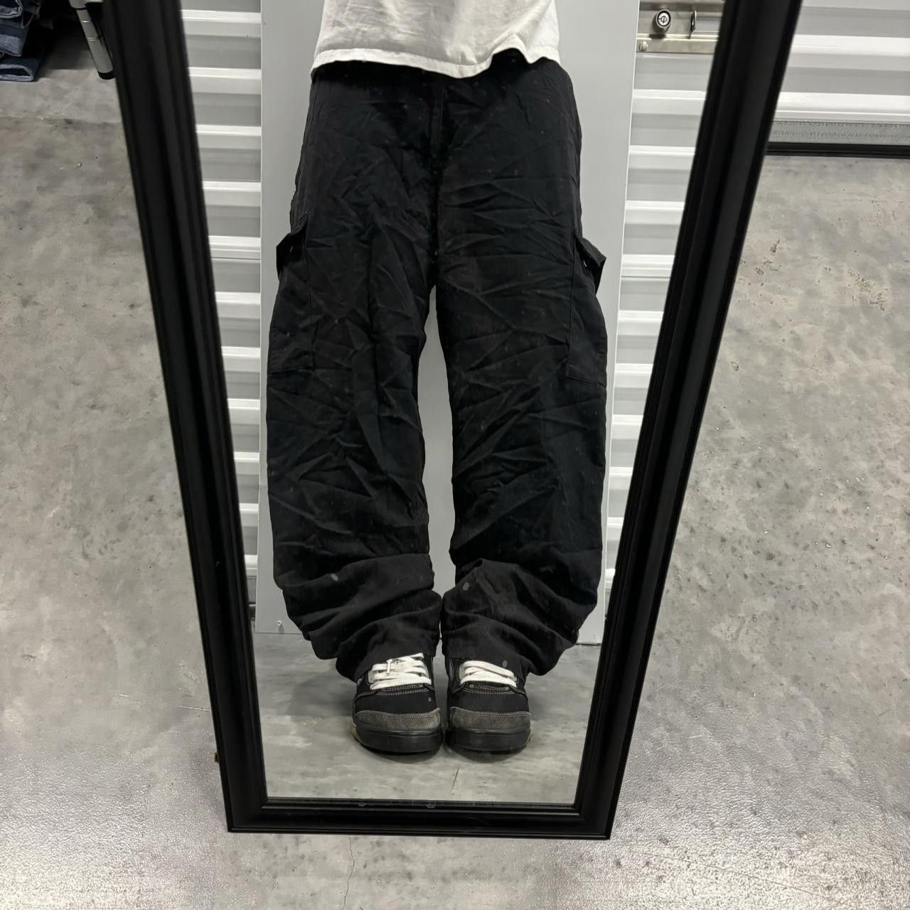 Japanese Brand × Vintage Crazy Vintage Y2K/2000s Baggy Grunge Black Skater Workwear Cargo Pants! Size US 36 / EU 52 - 1 Thumbnail