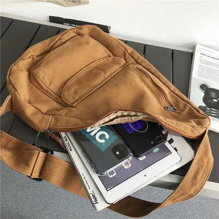 Japanese Brand 45x32x12cm Canvas Chestbag Pack Daily Sport Bag Size ONE SIZE - 5 Thumbnail