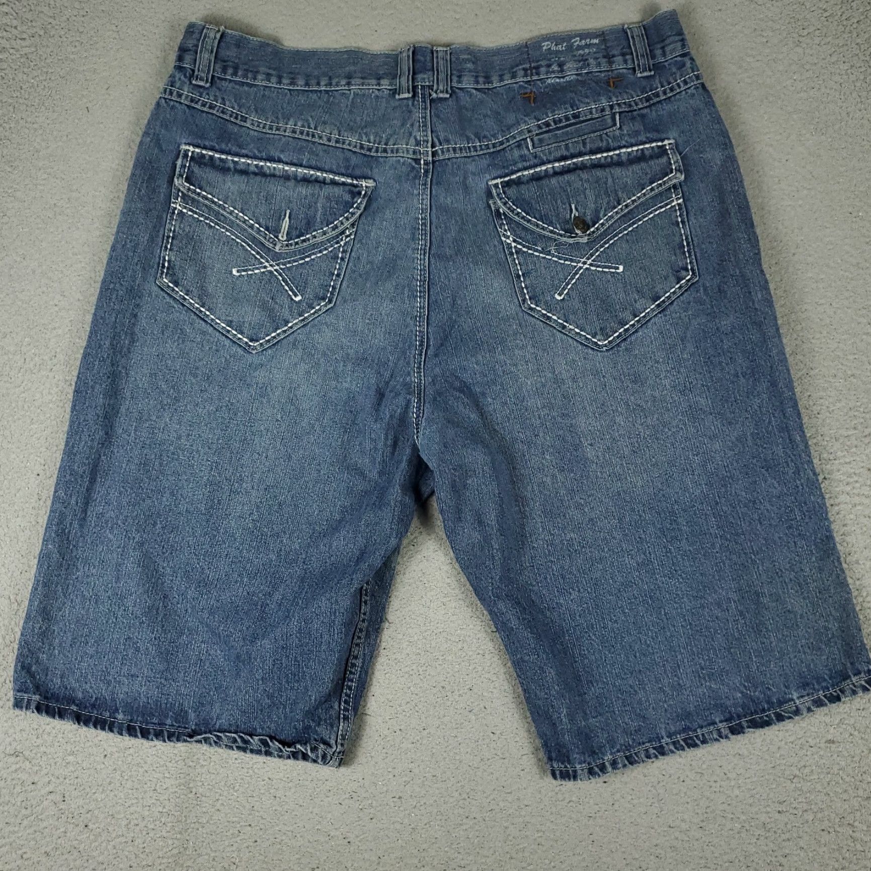 Phat Farm Phat Farm Shorts Mens 44 Blue Denim Bermuda 5-Pocket Relaxed Fit Vintage Casual Retro Hip Hop 90s Mens Size US 44 / EU 60 - 7 Thumbnail