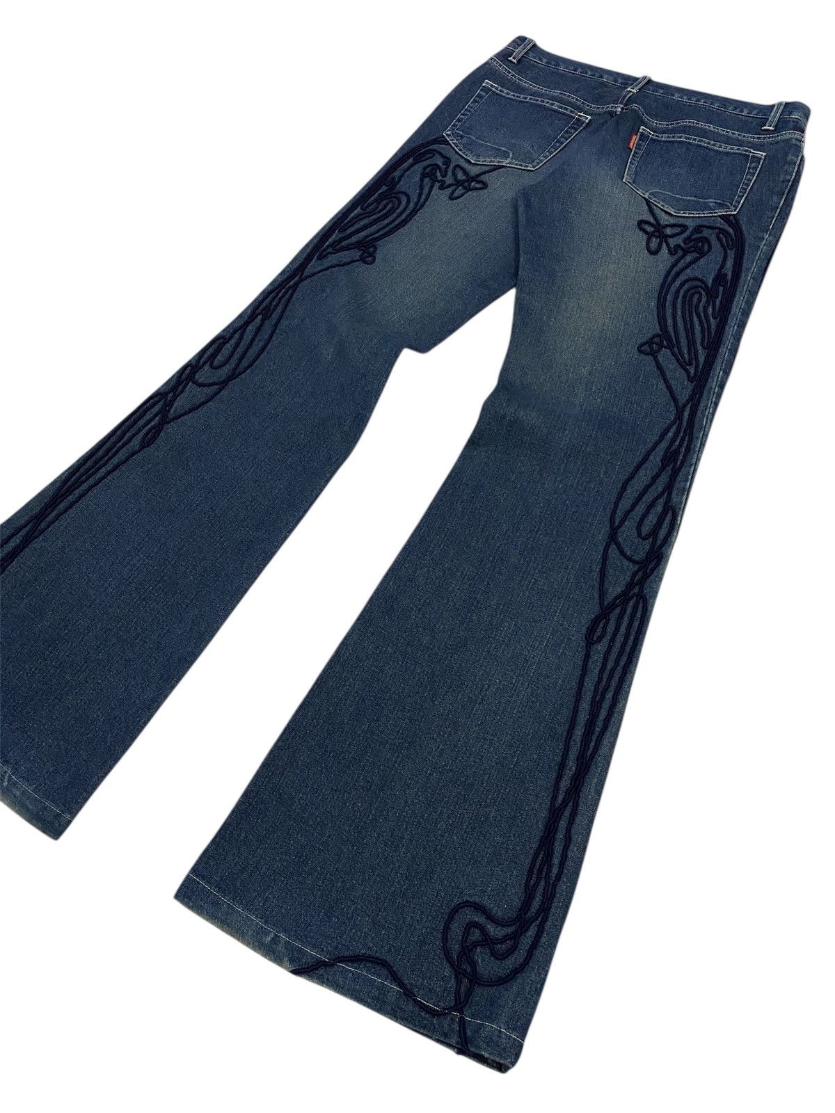 Tornado Mart 💃Tornado Mart Embroidery Tribal Denim Flare Jeans Size 30" / US 8 / IT 44 - 25 Thumbnail