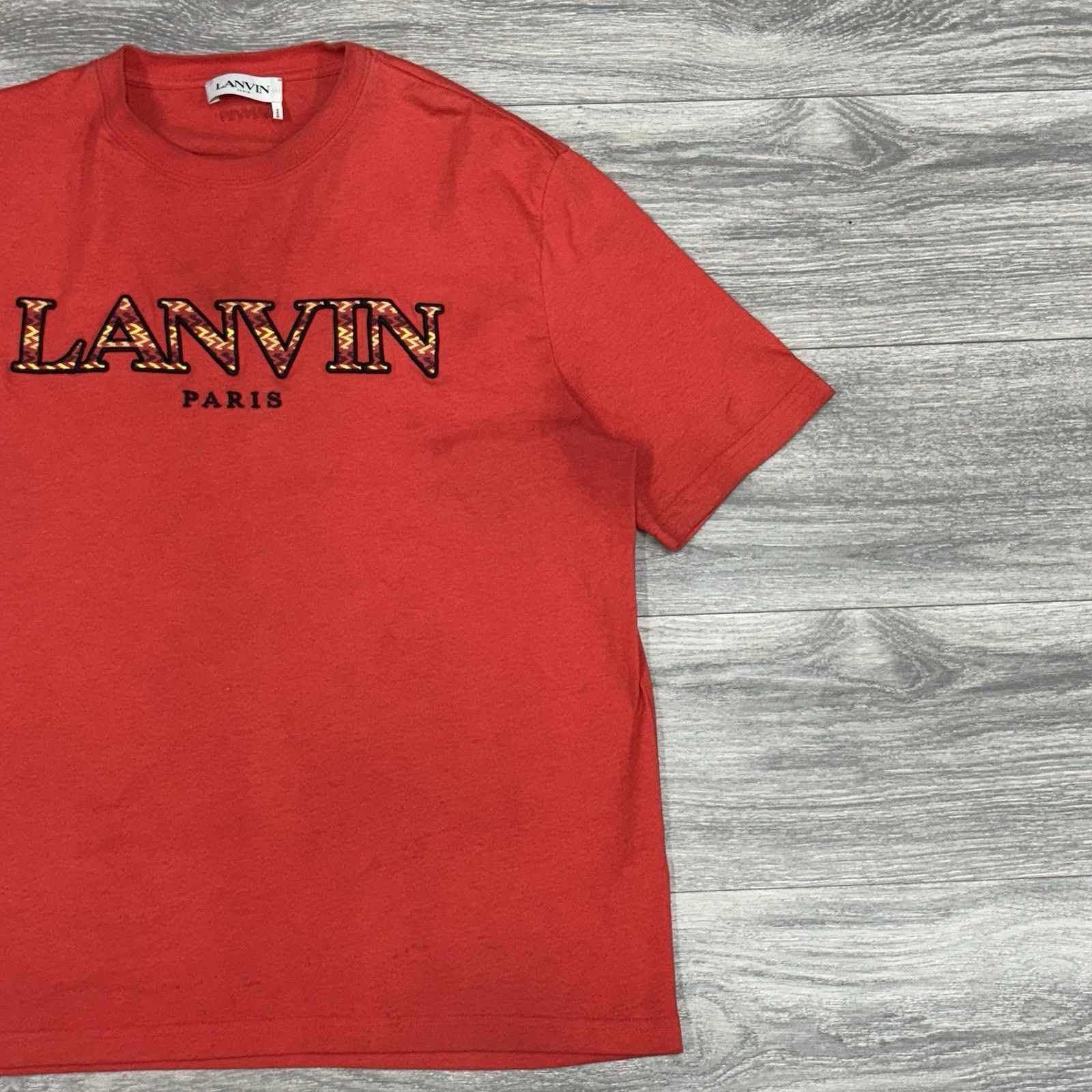 Lanvin Lanvin Embroidered Logo T-Shirt ' Red ' | GOOD CONDITION! Size US XL / EU 56 / 4 - 3 Thumbnail