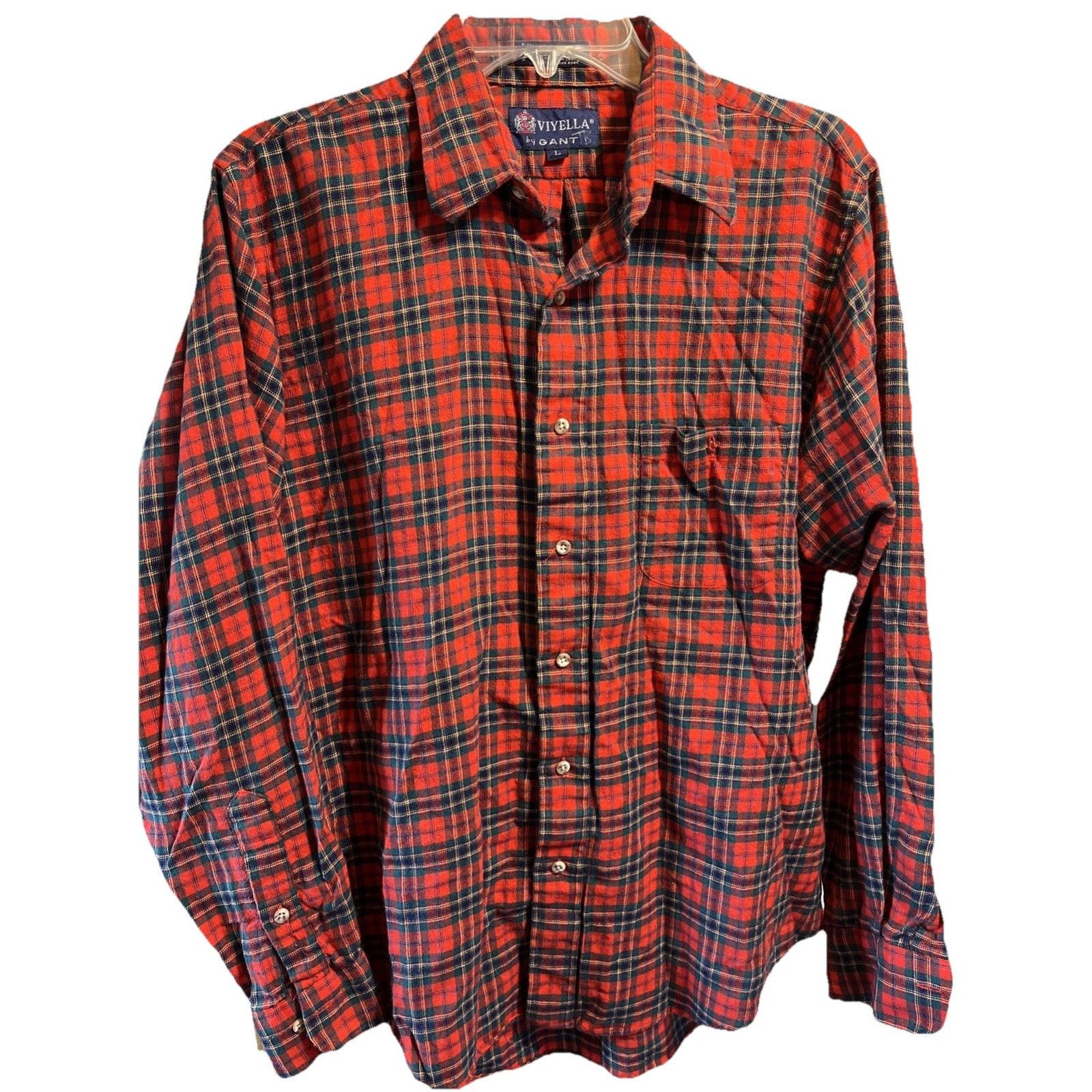 Viyella Viyella Vintage Wool Cotton Blend Shirt Mens L Red Plaid LS Size US L / EU 52-54 / 3 - 1 Thumbnail