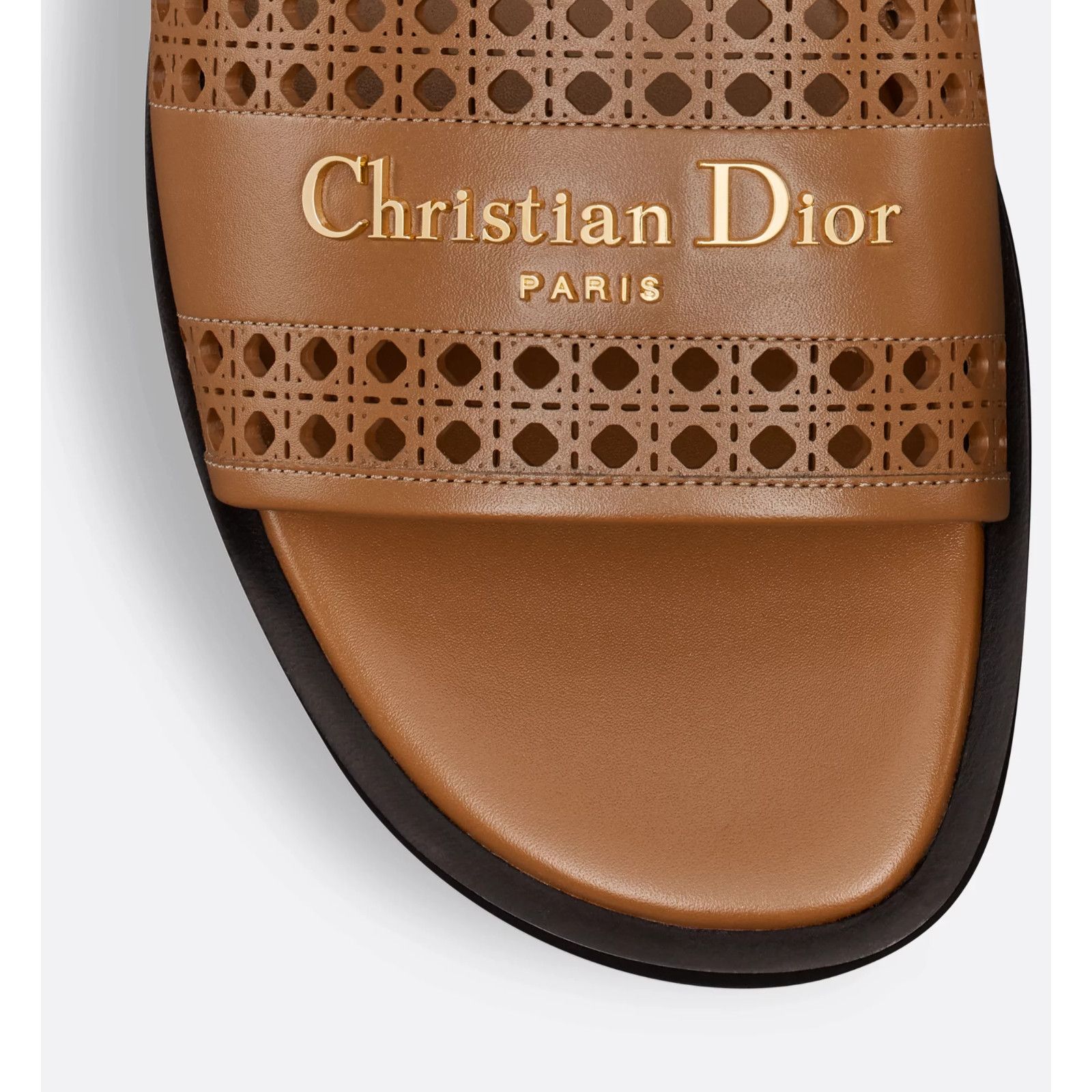 Dior Dior D-Lane Micro Cannage Chestnut Leather Slide Sandal 39 Size US 8 / IT 38 - 10 Thumbnail