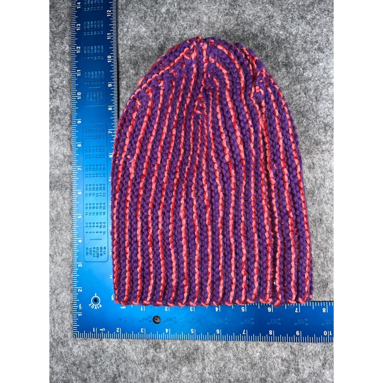 Pinko Handmade Beanie Unisex Adults One Size Purple Pink Stripe Knit Acrylic Hat Beanie Size ONE SIZE - 3 Thumbnail