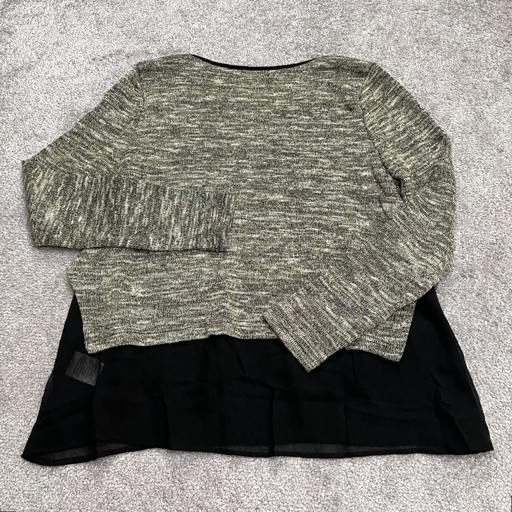 Vintage TEMT Shiny Combo Sweater Blouse Womens M Brown Black Round Neck Casual Knit Size M / US 6-8 / IT 42-44 - 2 Thumbnail