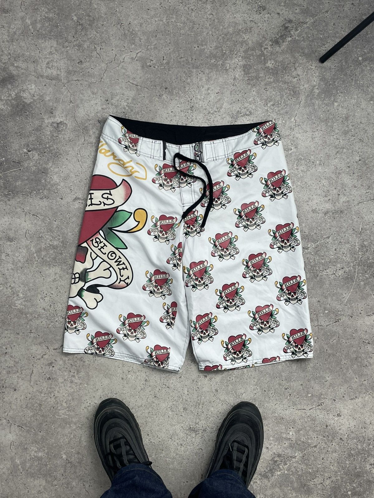 Christian Audigier × Ed Hardy × Vintage VINTAGE PRINTER ED HARDY SWIM SHORTS Size US 36 / EU 52 - 1 Thumbnail