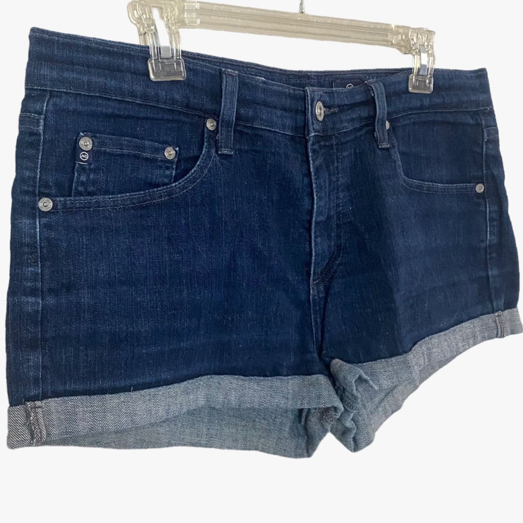 Denime Adriano Goldschmied Pixie Cuffed Jean Shorts Women's 32 Blue Denim Dark Wash Womens Size 24" / US 00 / IT 34 - 3 Thumbnail