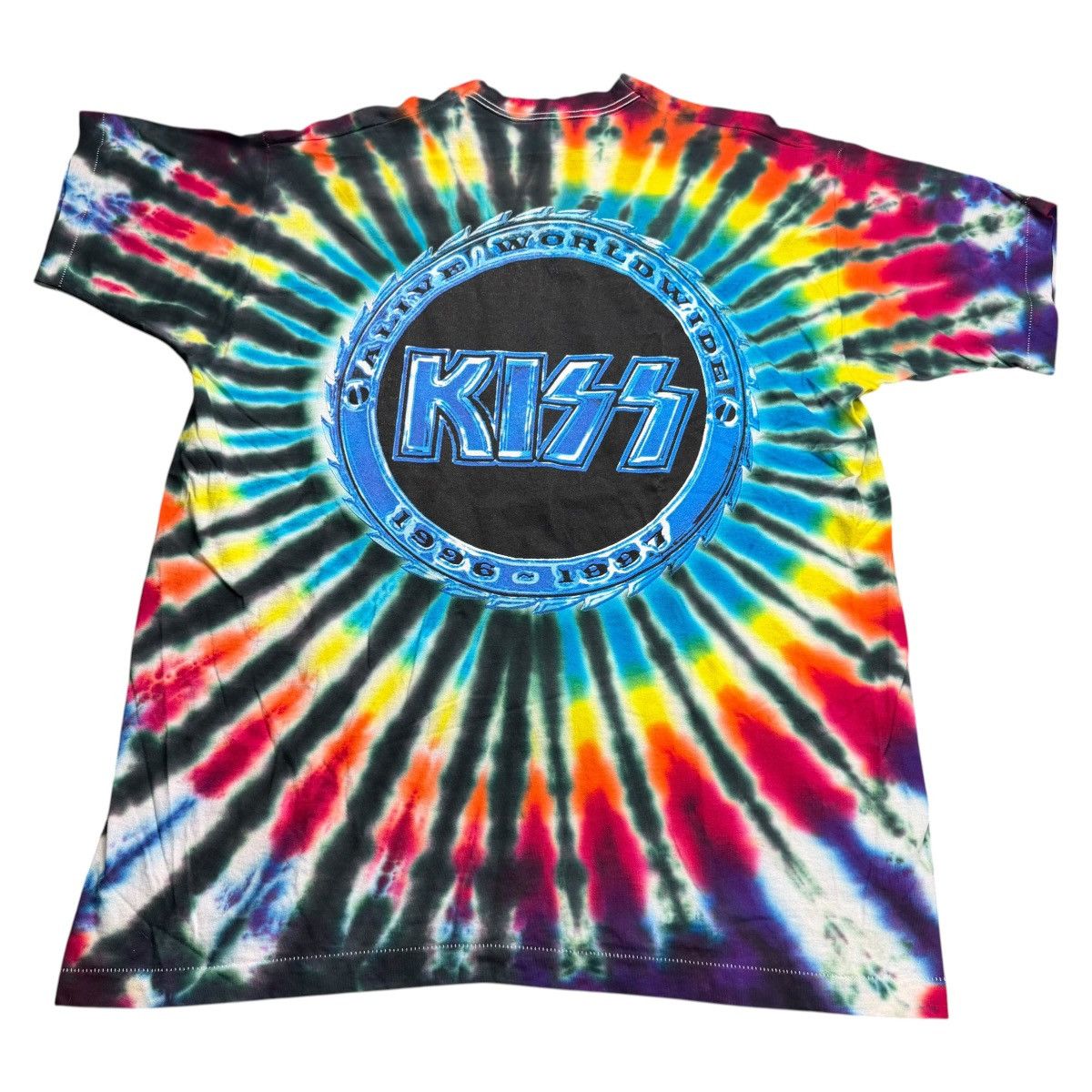 Band Tees NOS Vintage 1996 KISS Rock & Roll Over Tie-Dye Band T-Shirt Size US XL / EU 56 / 4 - 2 Thumbnail