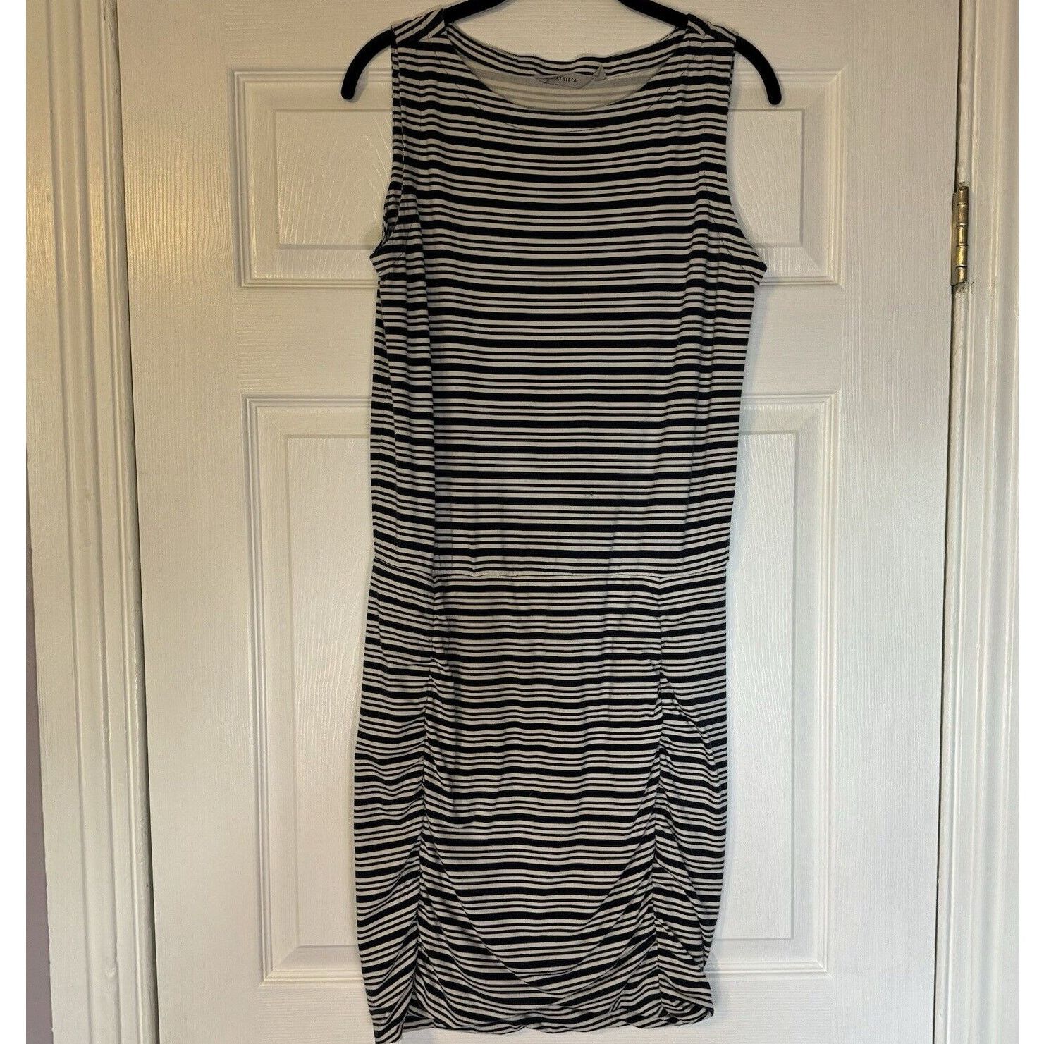 Athleta Athleta Ruched Striped Sleeveless Dress Medium Size M / US 6-8 / IT 42-44 - 2 Thumbnail