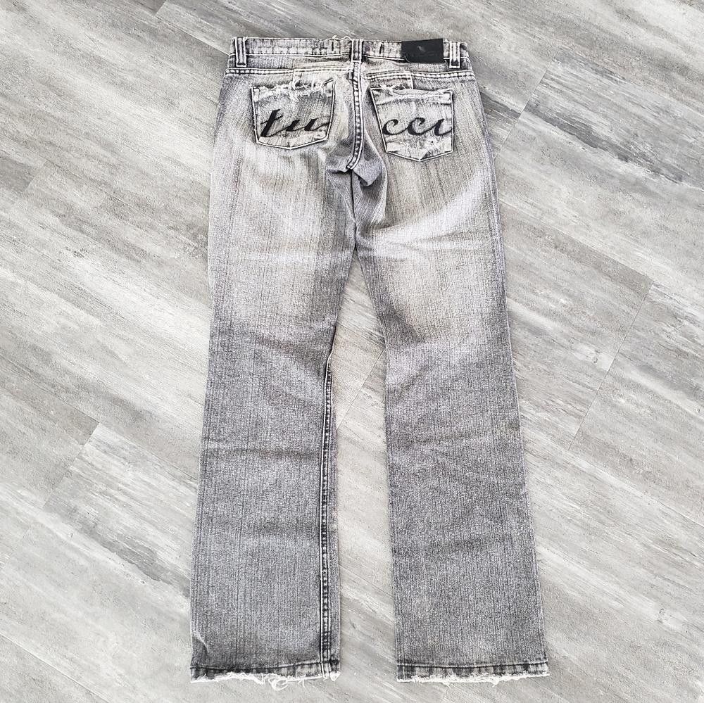 Designer Black Faded Tucci Distressed Jean Size 28" / US 6 / IT 42 - 2 Thumbnail