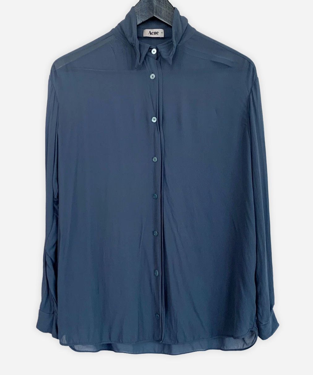 Acne Studios 🔴 Acne Studios Shirt Button Up Long Sleeve Silk A/W'11 Blue Size S / US 4 / IT 40 - 3 Thumbnail