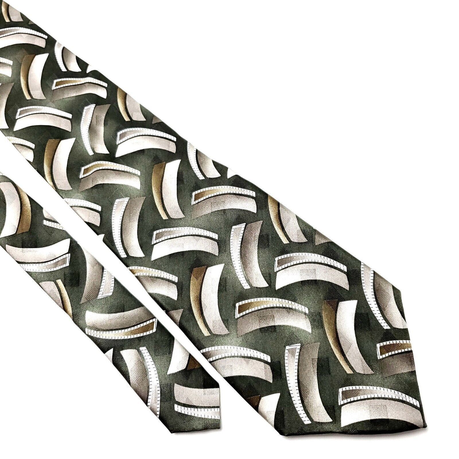 Pierre Cardin Pierre Cardin Silk Tie Green Brown Wide Abstract Size ONE SIZE - 1 Thumbnail