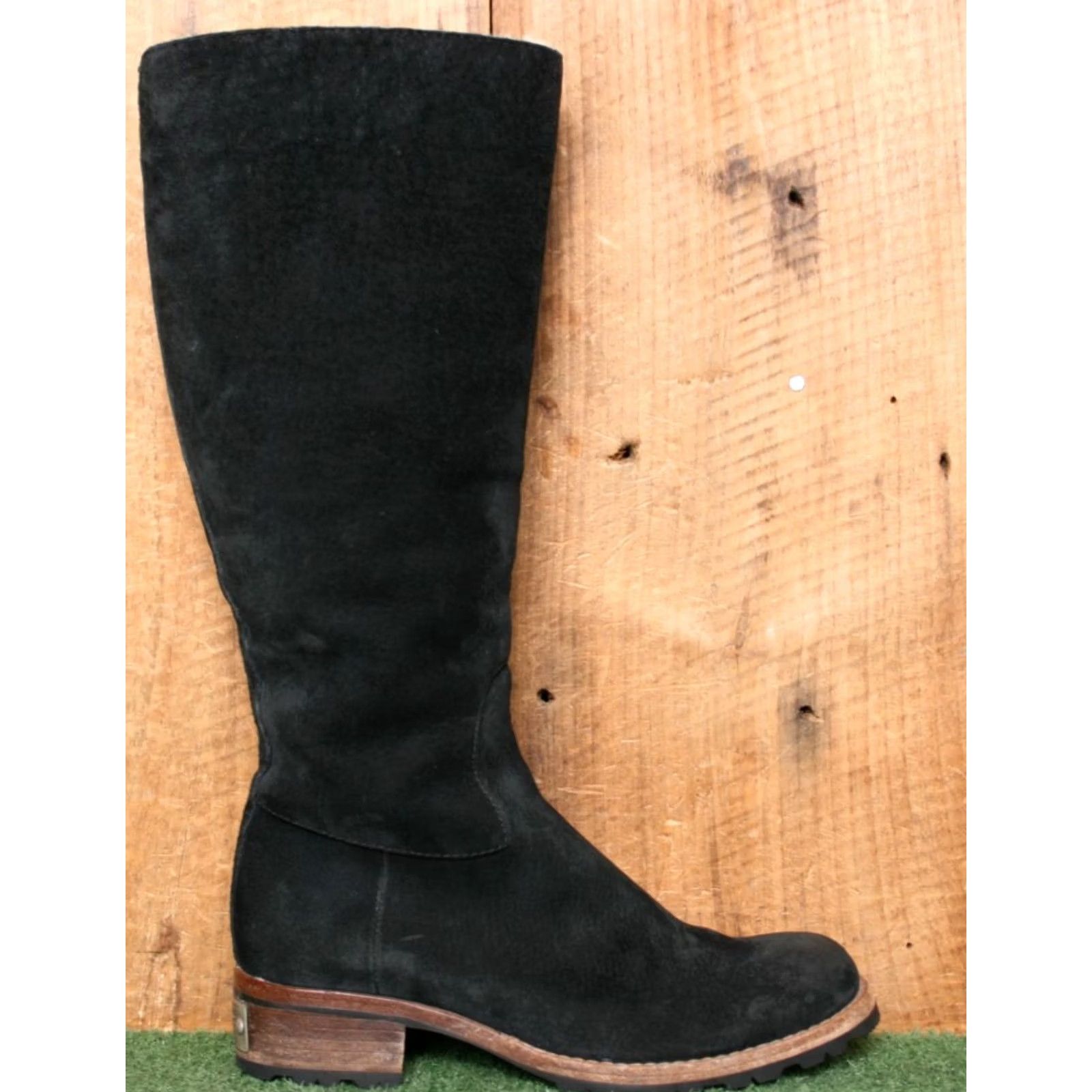 Ugg VINTAGE UGG Boot Knee High Suede 14" Broome Black Shearling Lined Sz 6 Womens Boots Size US 5 / IT 35 - 2 Thumbnail