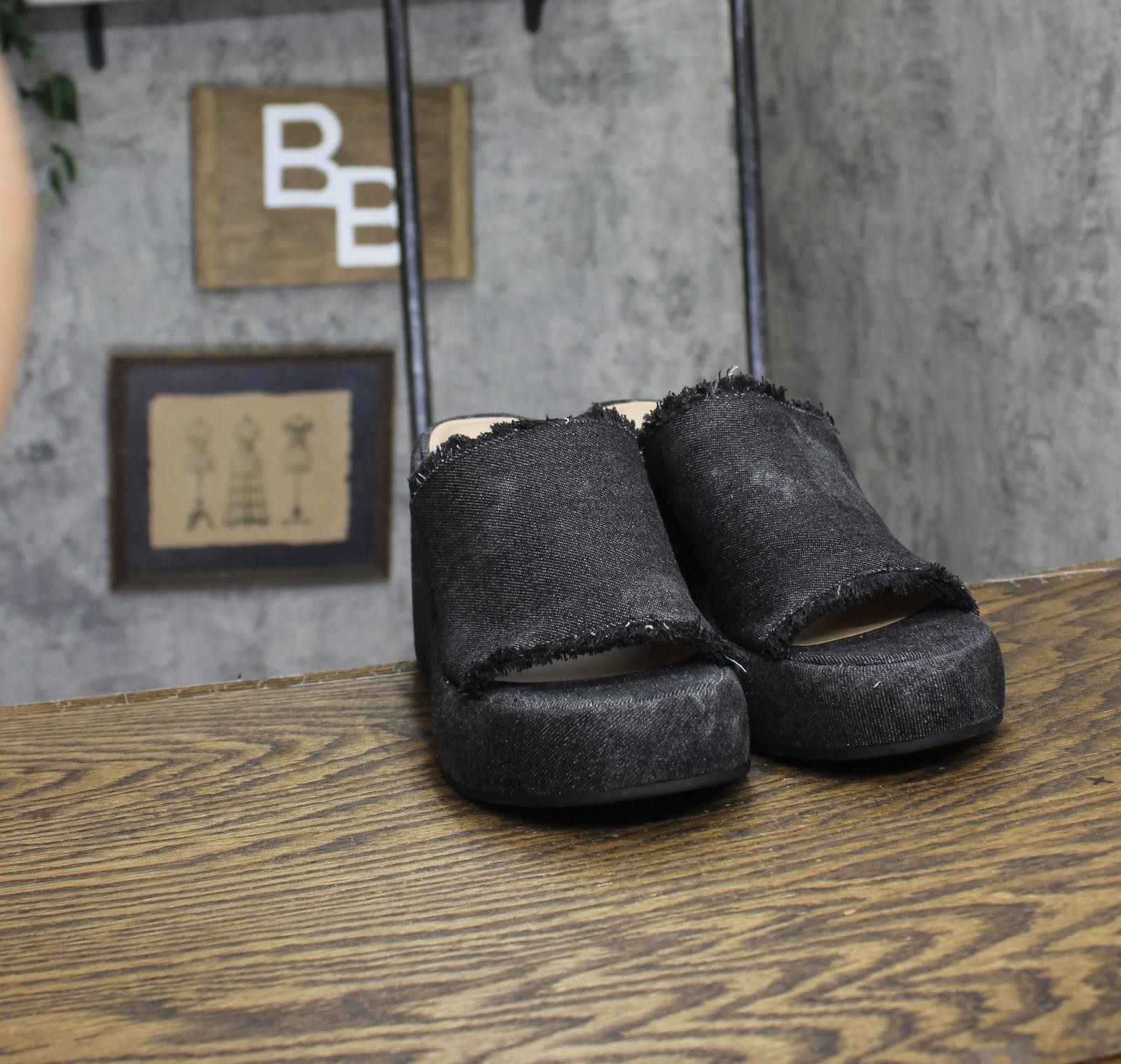 Other Wild Pair Platform Sandals Denim 10020355700 Black Multi 7m Size US 7 / IT 37 - 3 Thumbnail