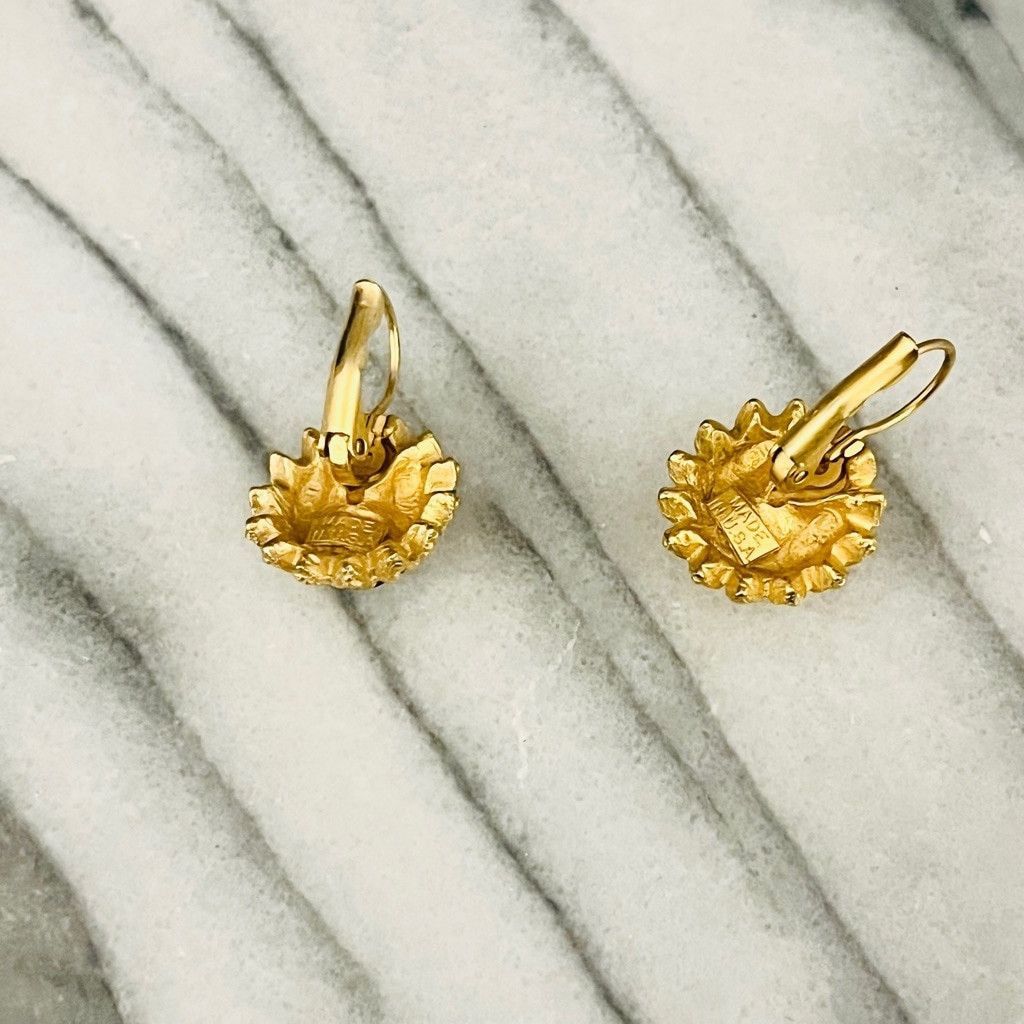 Vintage Vintage Teal Crystal Drop Earrings Gold Tone Metal Size ONE SIZE - 3 Thumbnail