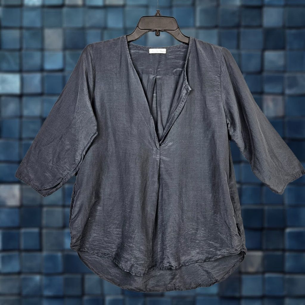 Vintage CP Shades Mill Valley Blouse Size XS Black Cotton Silk Blend V-neck Light Size XS / US 0-2 / IT 36-38 - 1 Thumbnail