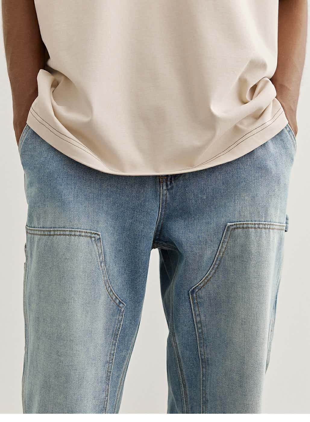 Jean × Vintage washed faded double knee carpenter cargo jeans Size US 34 / EU 50 - 6 Thumbnail