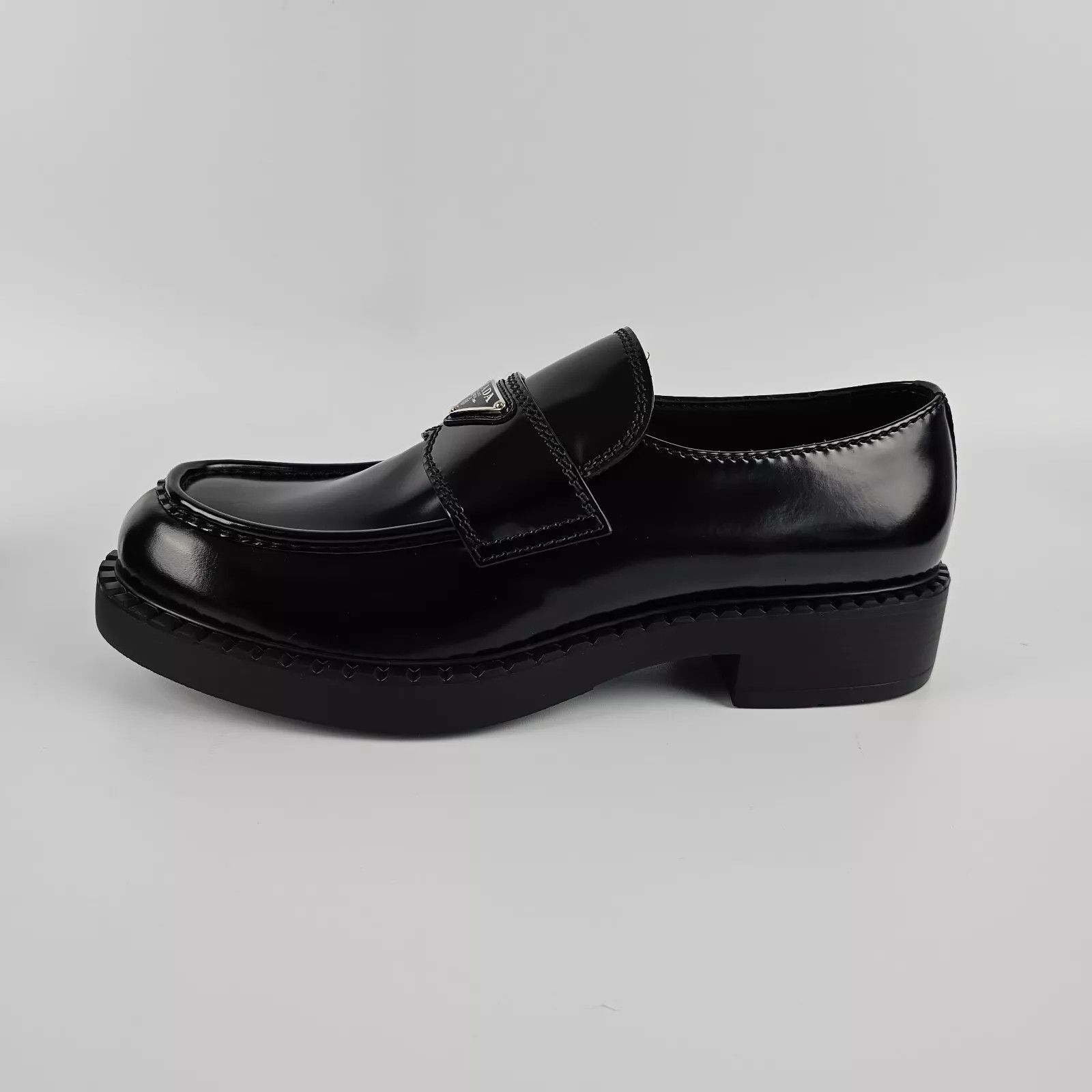 Prada PRADA Black Brushed Leather Loafers New Authentic Size US 8.5 / EU 41-42 - 4 Thumbnail