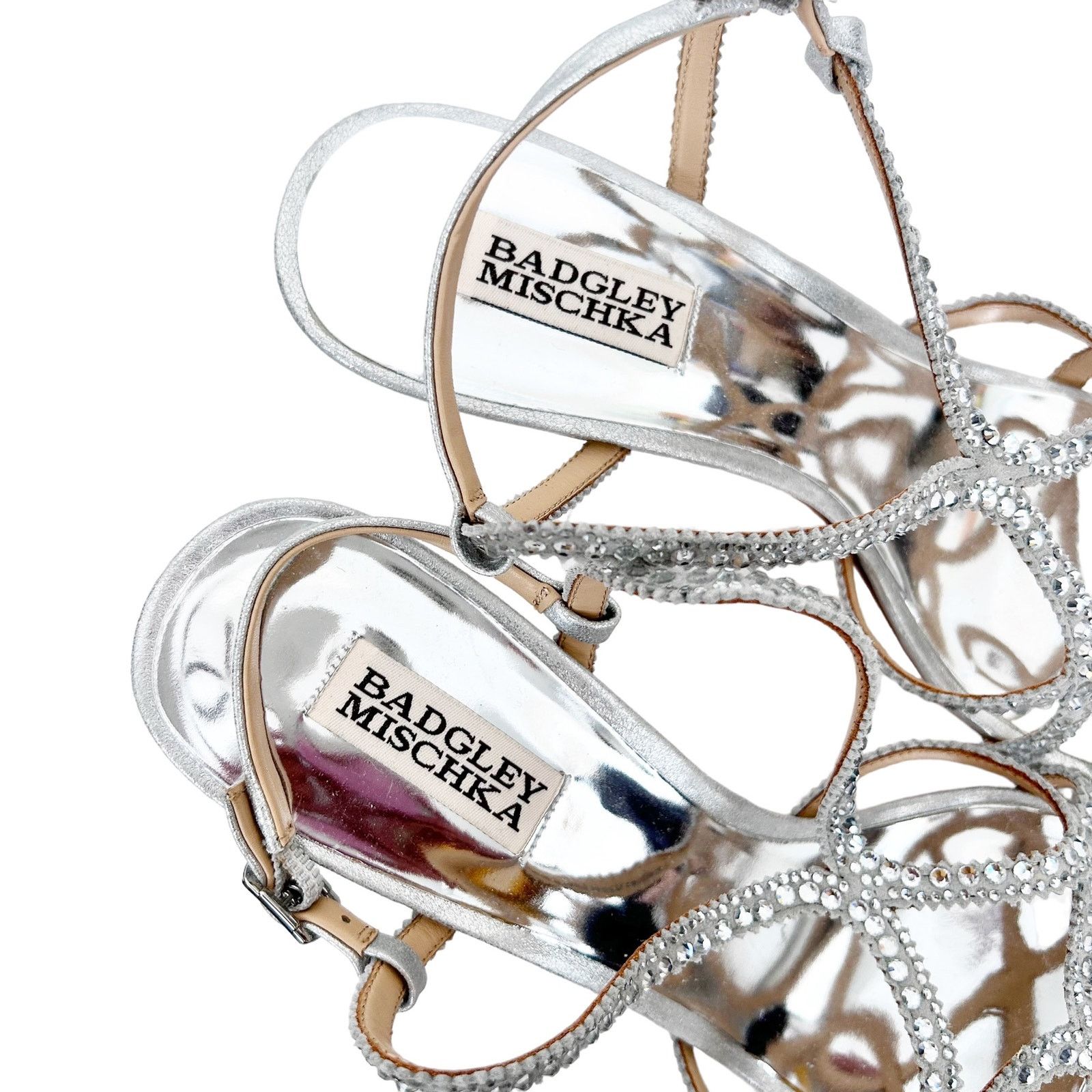 Badgley Mischka Badgley Mischka Silver Metallic Gem Strappy Heels Sz 10 Size US 10 / IT 40 - 2 Thumbnail